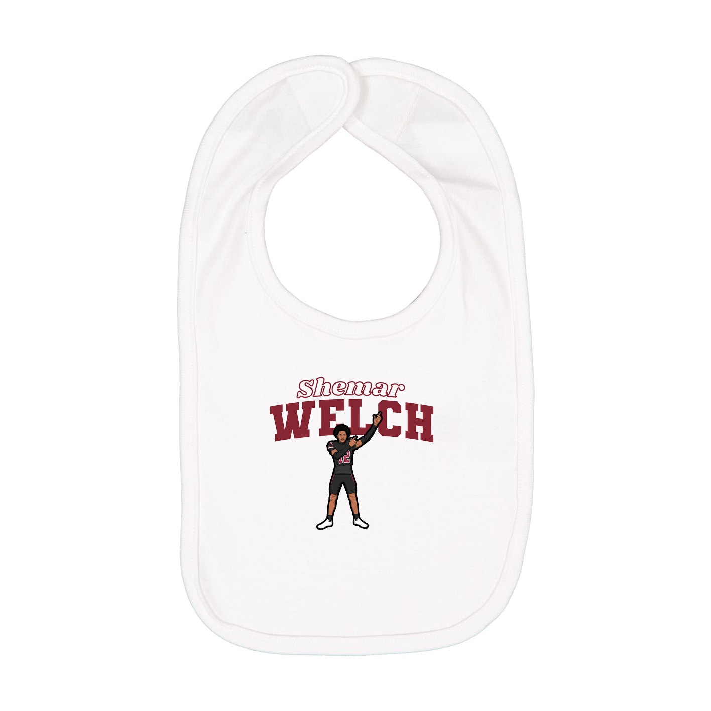 Infant Bib — Name Arch in White
