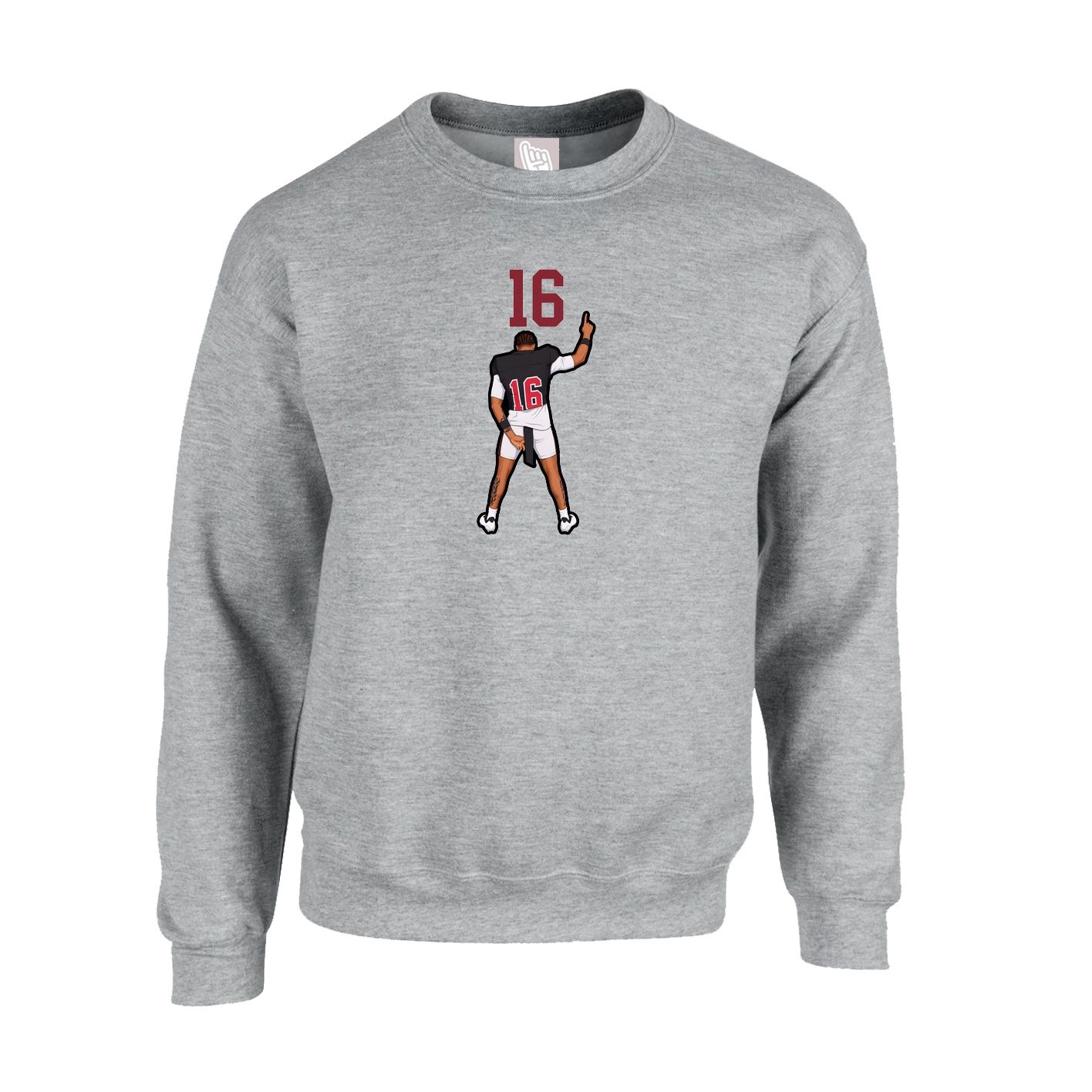 Fleece Crew — Number Top in Grey