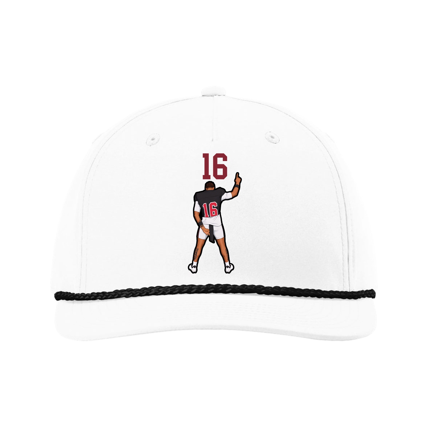 Five-Panel Classic Rope Cap — Number Top in White