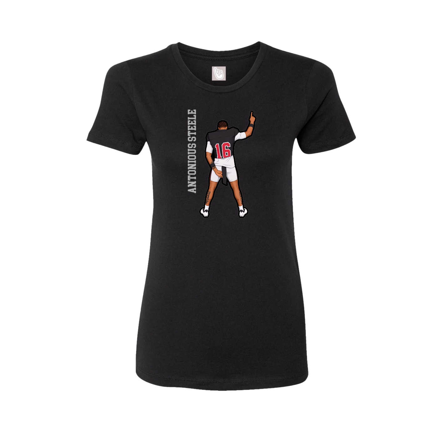 Fitted Women's Tee — Name Vertical in Black