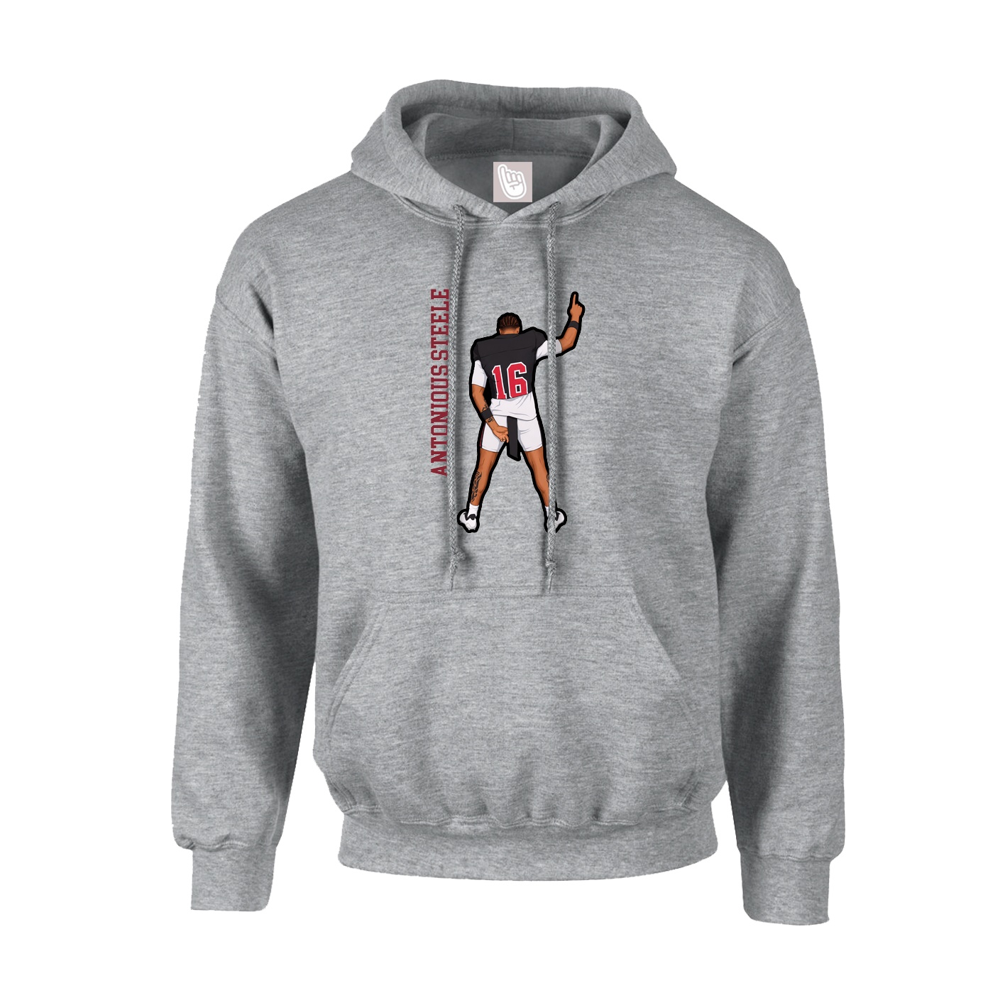 Youth Hoodie — Name Vertical in Grey