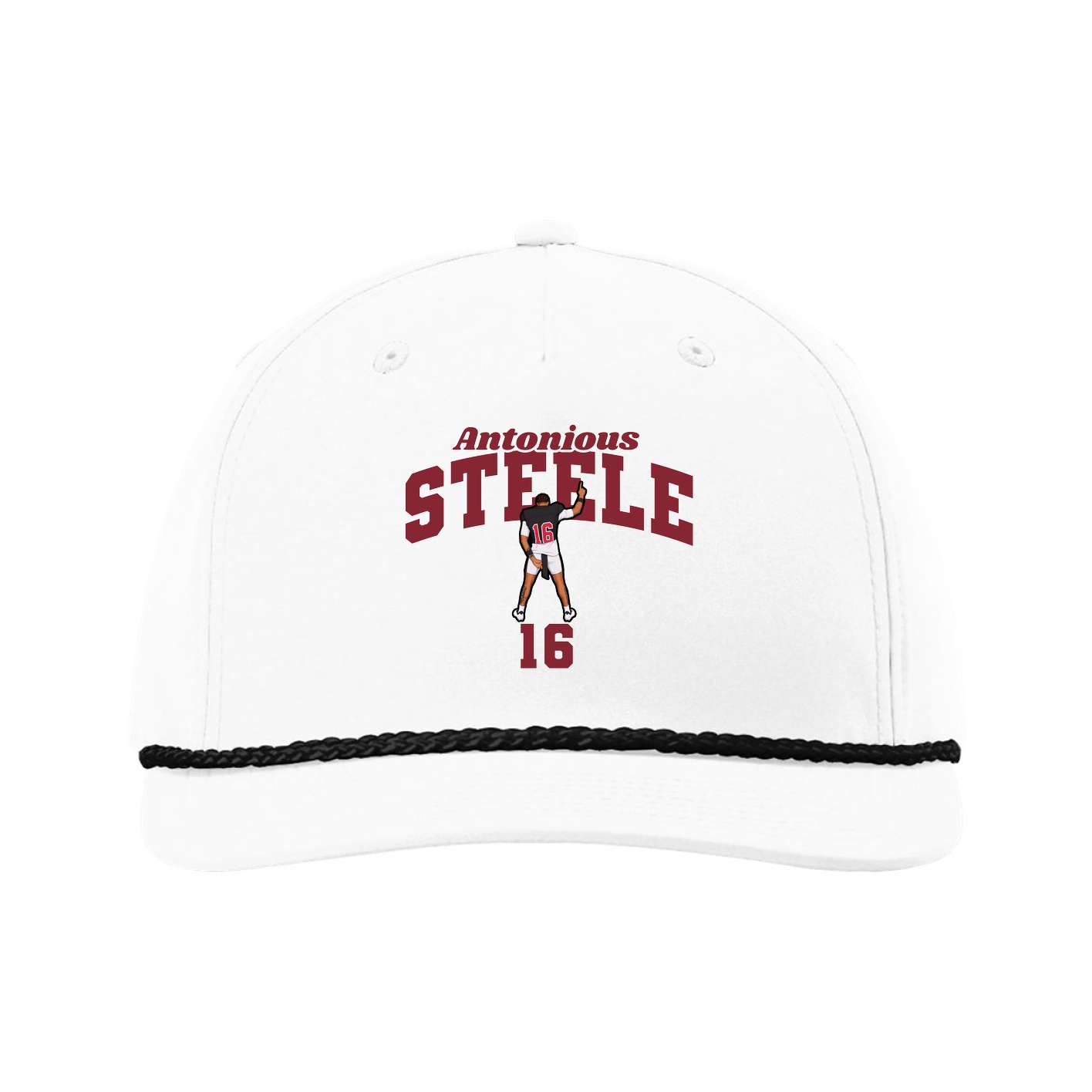 Five-Panel Classic Rope Cap — Signature Arch in White