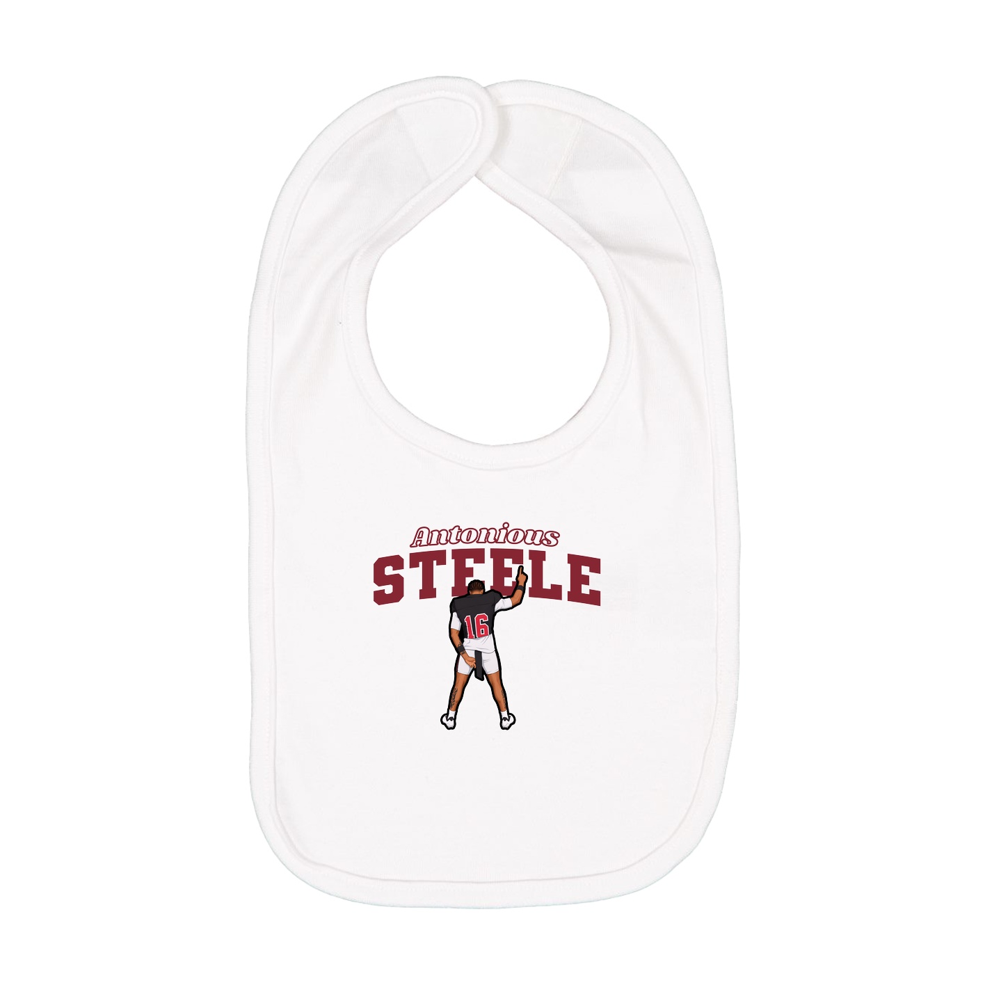 Infant Bib — Name Arch in White