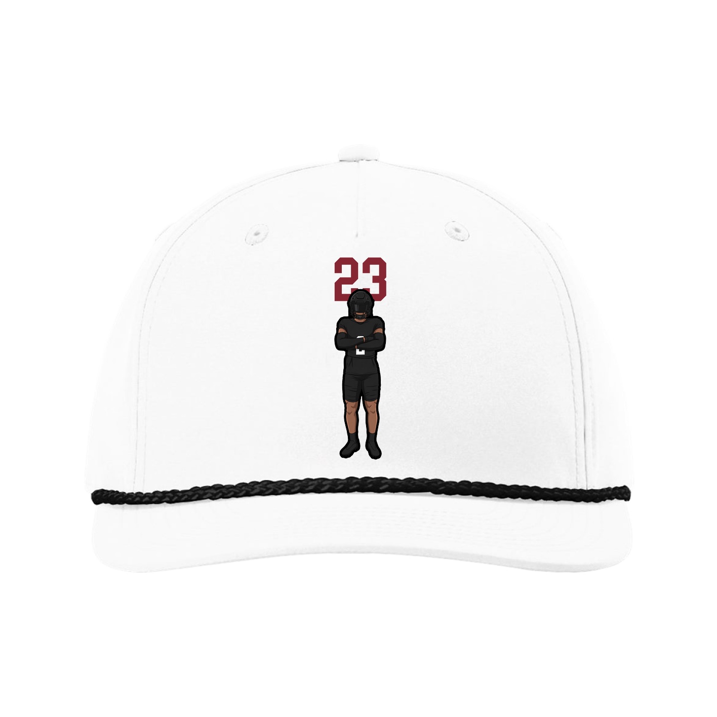 Five-Panel Classic Rope Cap — Number Top in White
