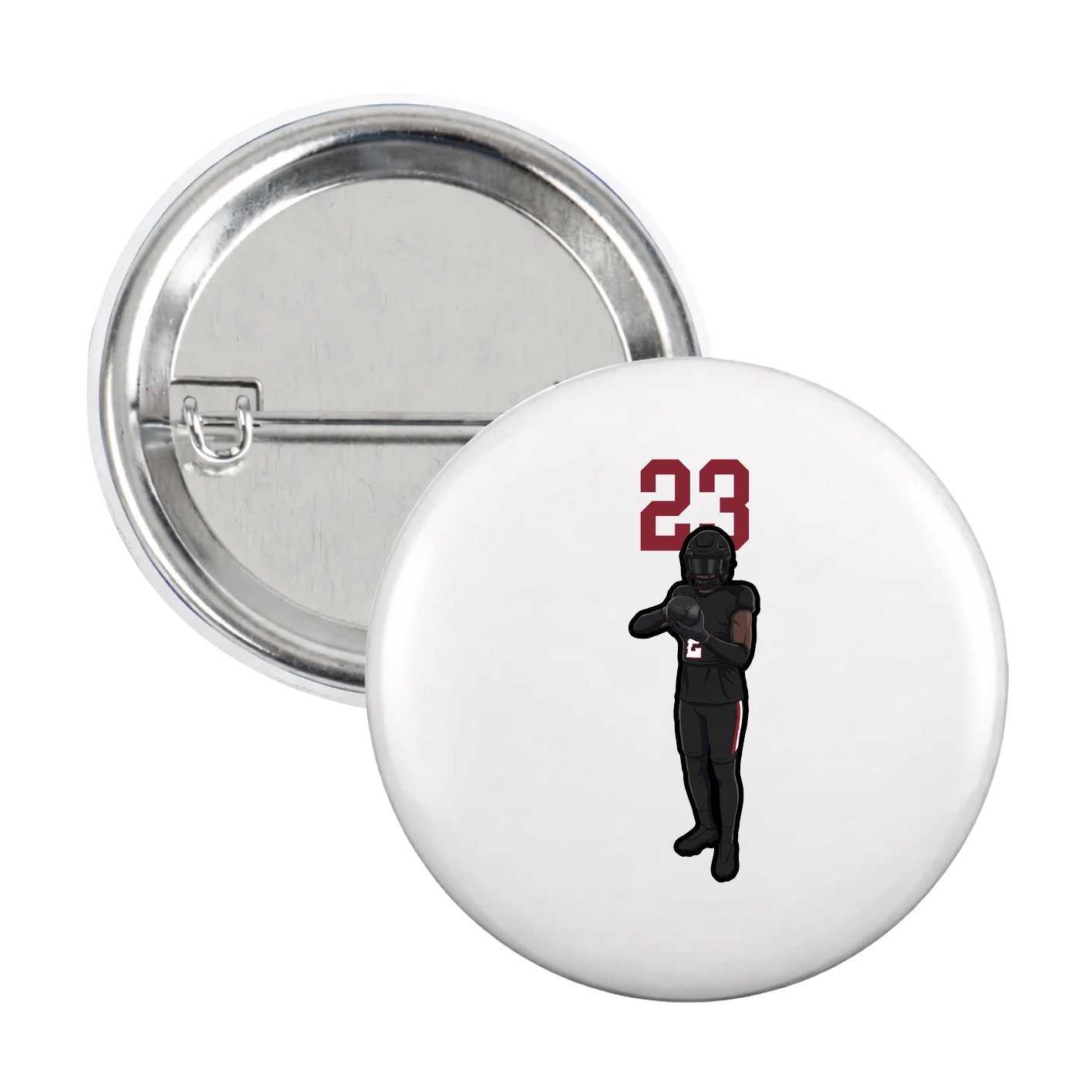 Game Day Button — Number Top in White