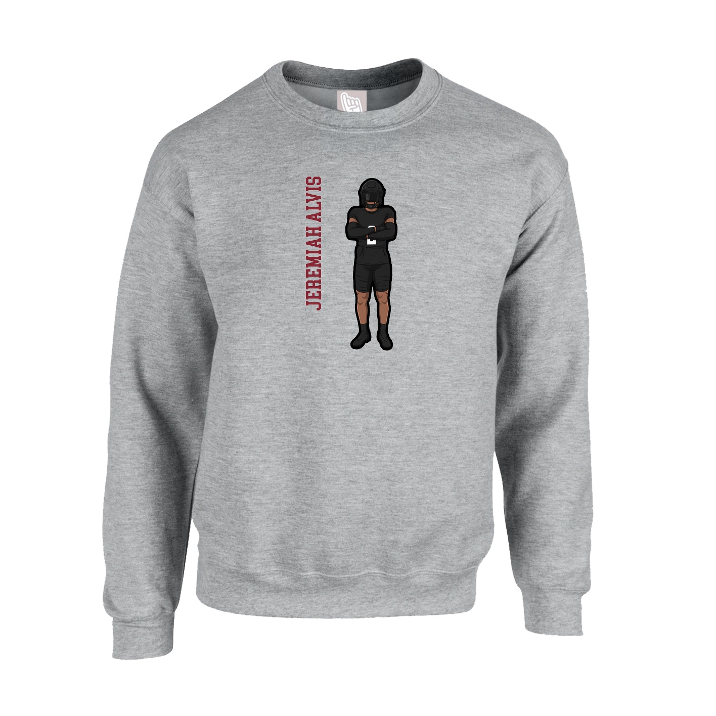 Fleece Crew — Name Vertical in Grey