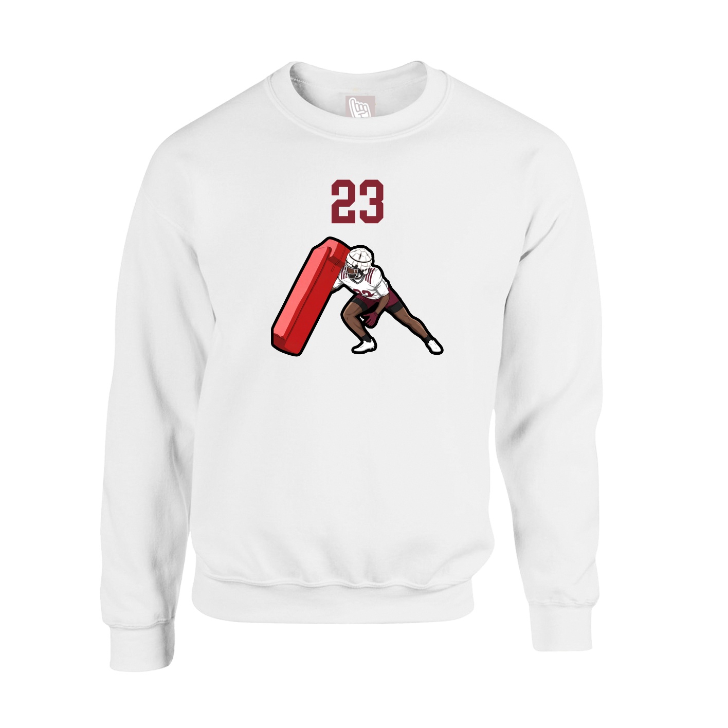 Fleece Crew — Number Top in White