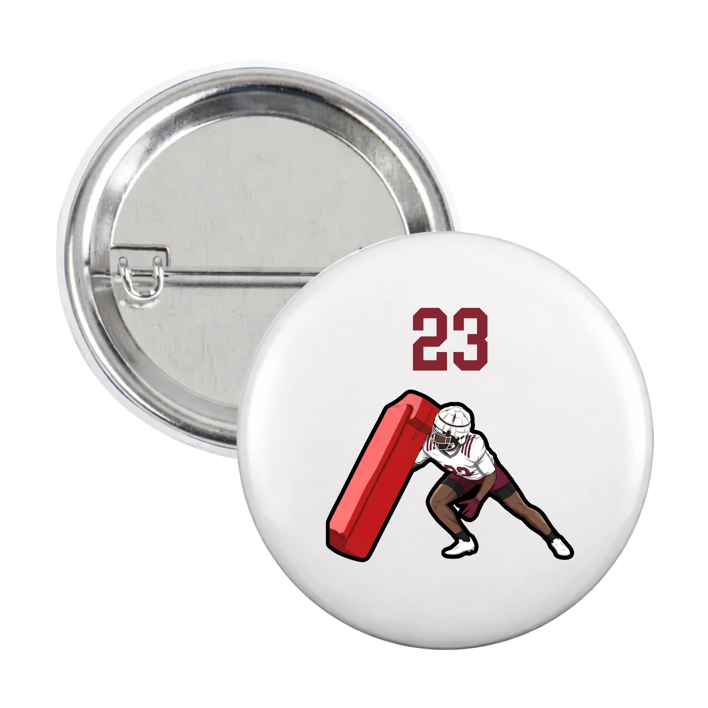 Game Day Button — Number Top in White