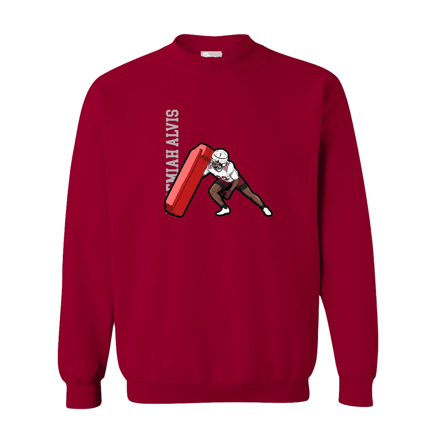 Fleece Crew — Name Vertical in Cardinal
