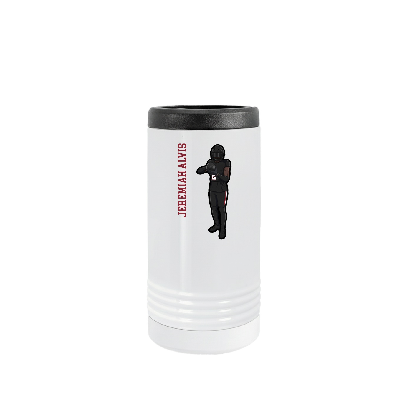 Slim Beverage Holder — Name Vertical in White