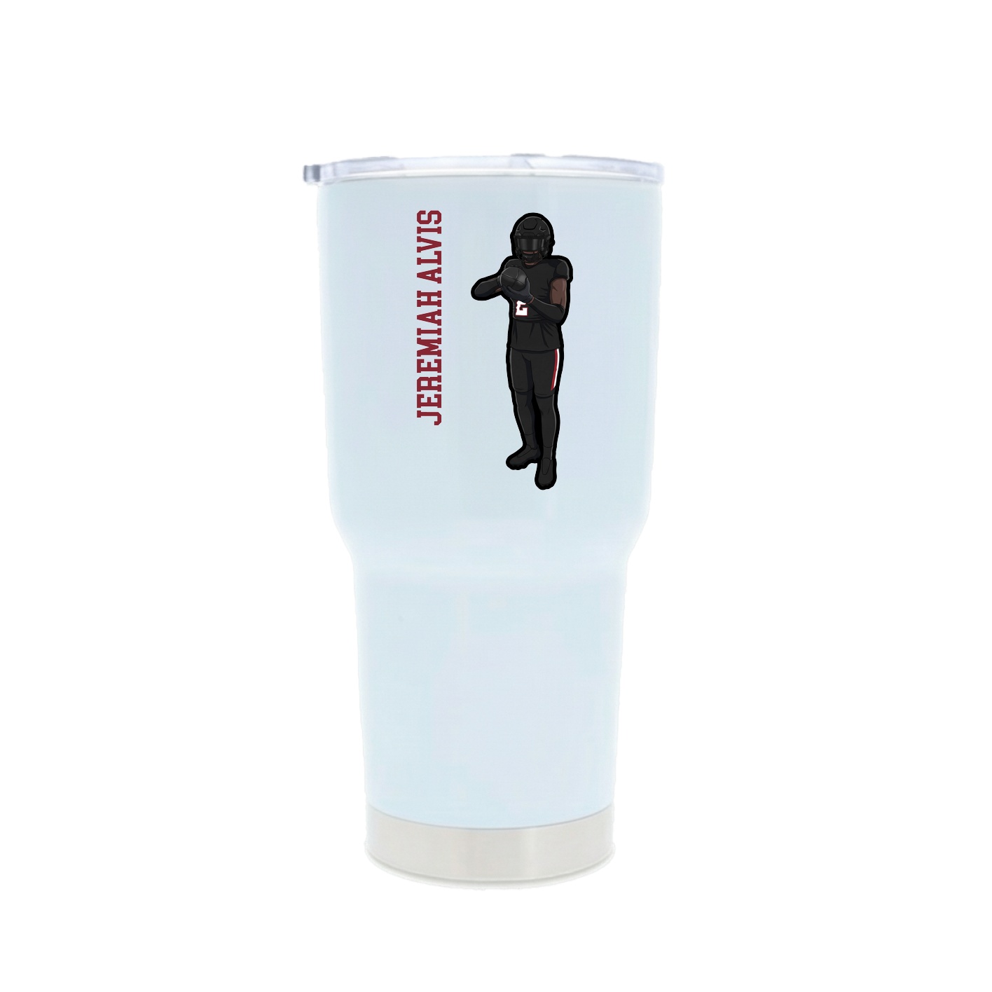 30oz Stainless Steel Tumbler — Name Vertical in White