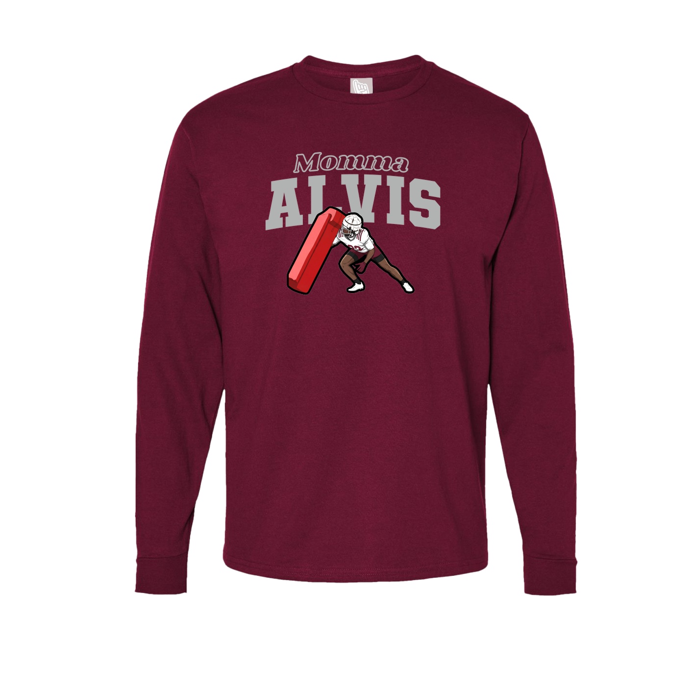 Long Sleeve Tee — Mothers Day Block in Cardinal