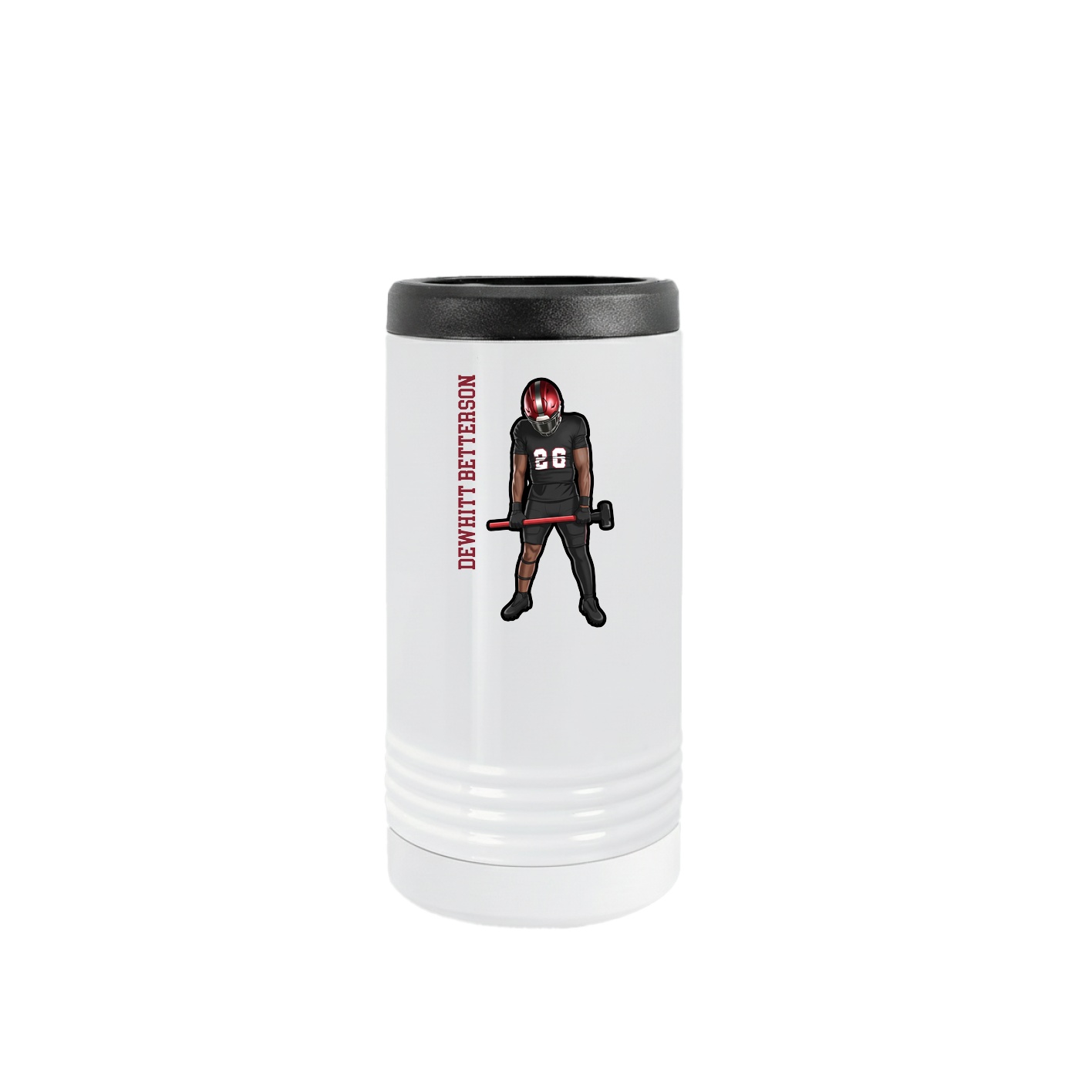 Slim Beverage Holder — Name Vertical in White