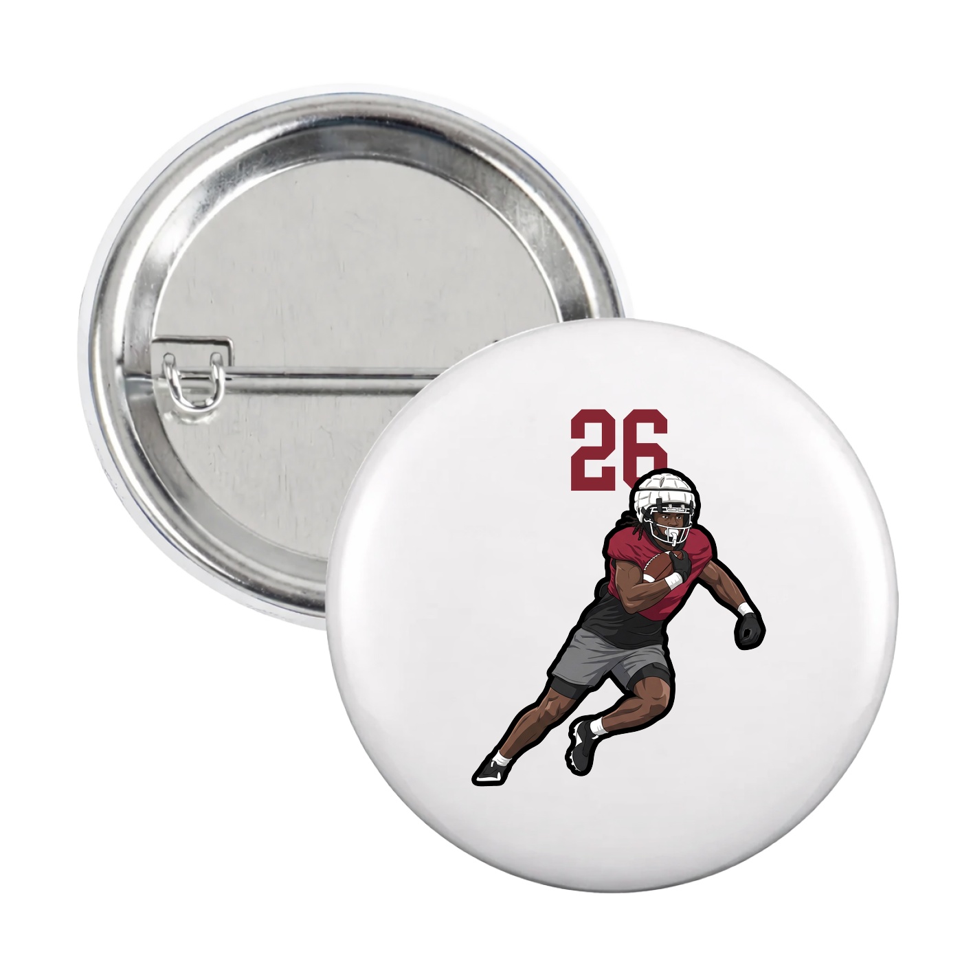 Game Day Button — Number Top in White