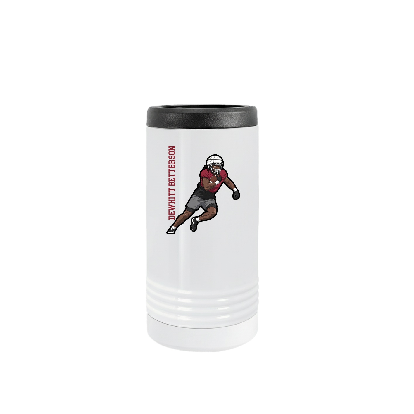 Slim Beverage Holder — Name Vertical in White
