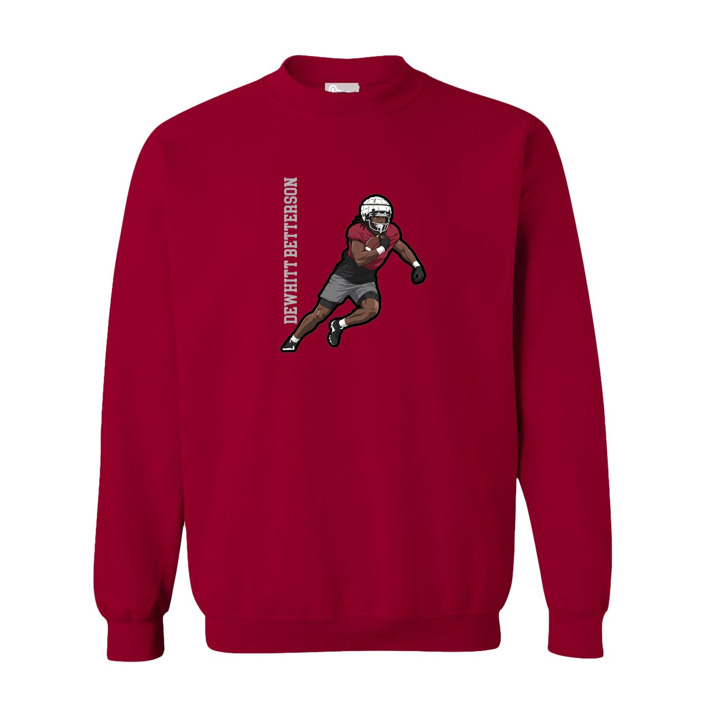 Fleece Crew — Name Vertical in Cardinal