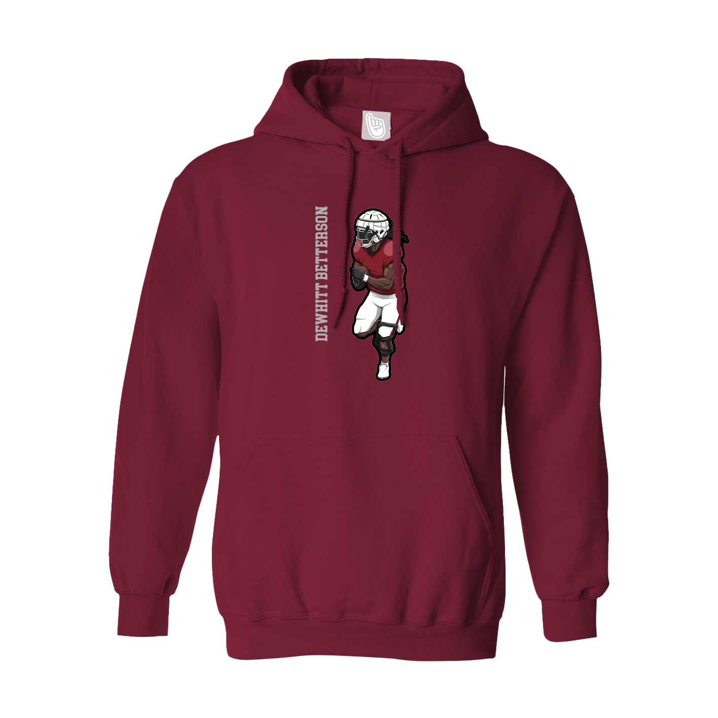 Hoodie — Name Vertical in Cardinal