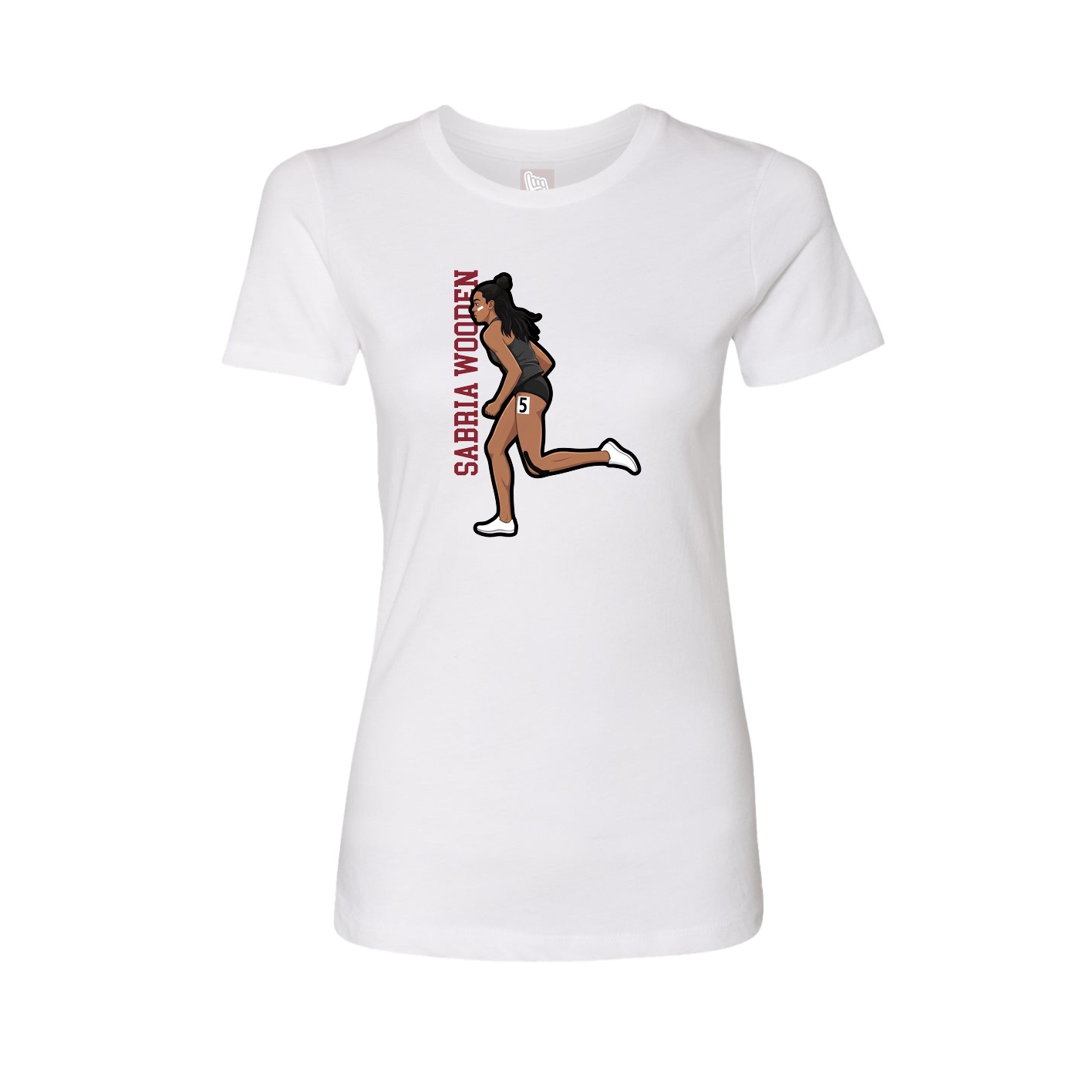 Fitted Women's Tee — Name Vertical in White