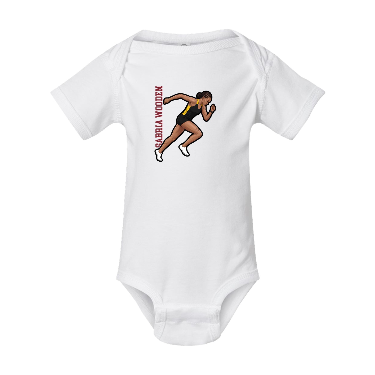 Baby Onesie — Name Vertical in White