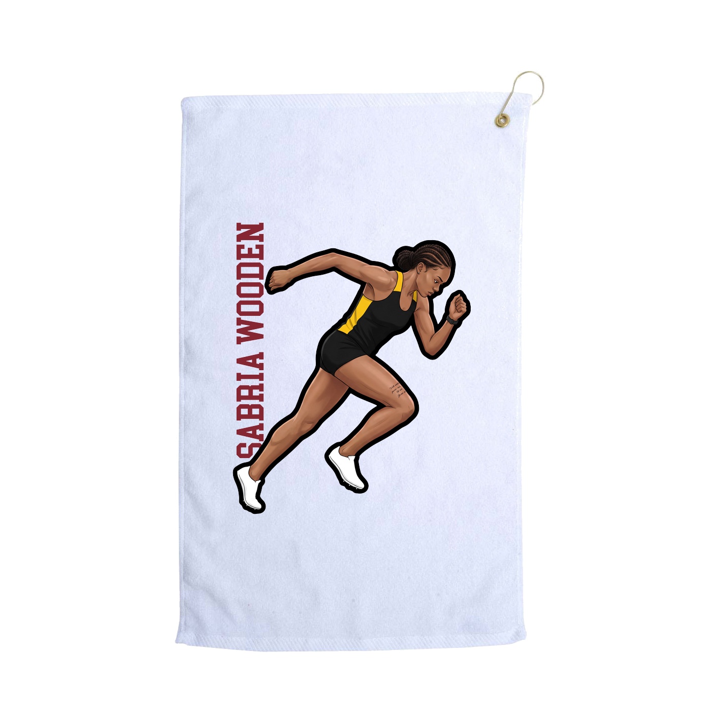 Golf Towel — Name Vertical in White