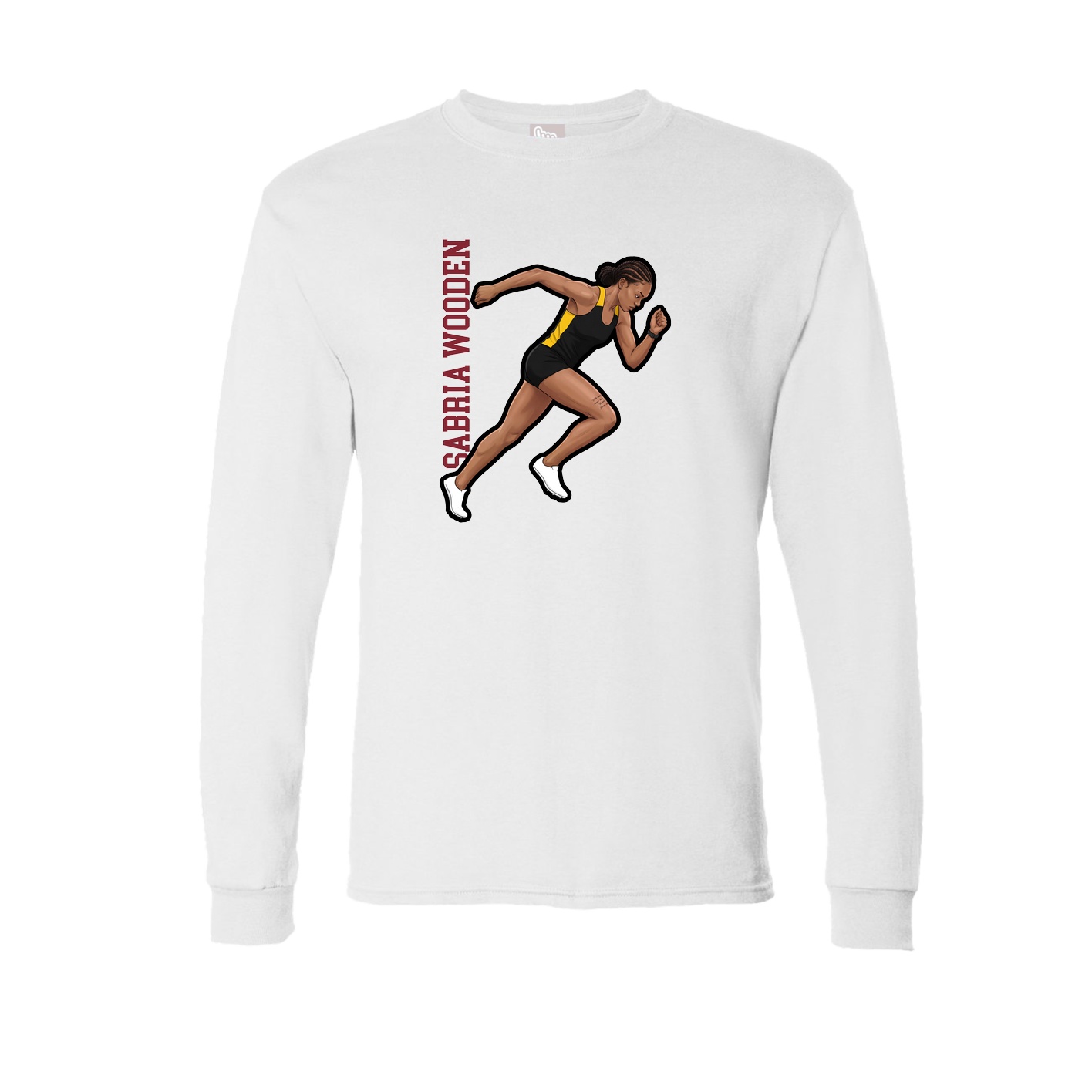 Long Sleeve Tee — Name Vertical in White