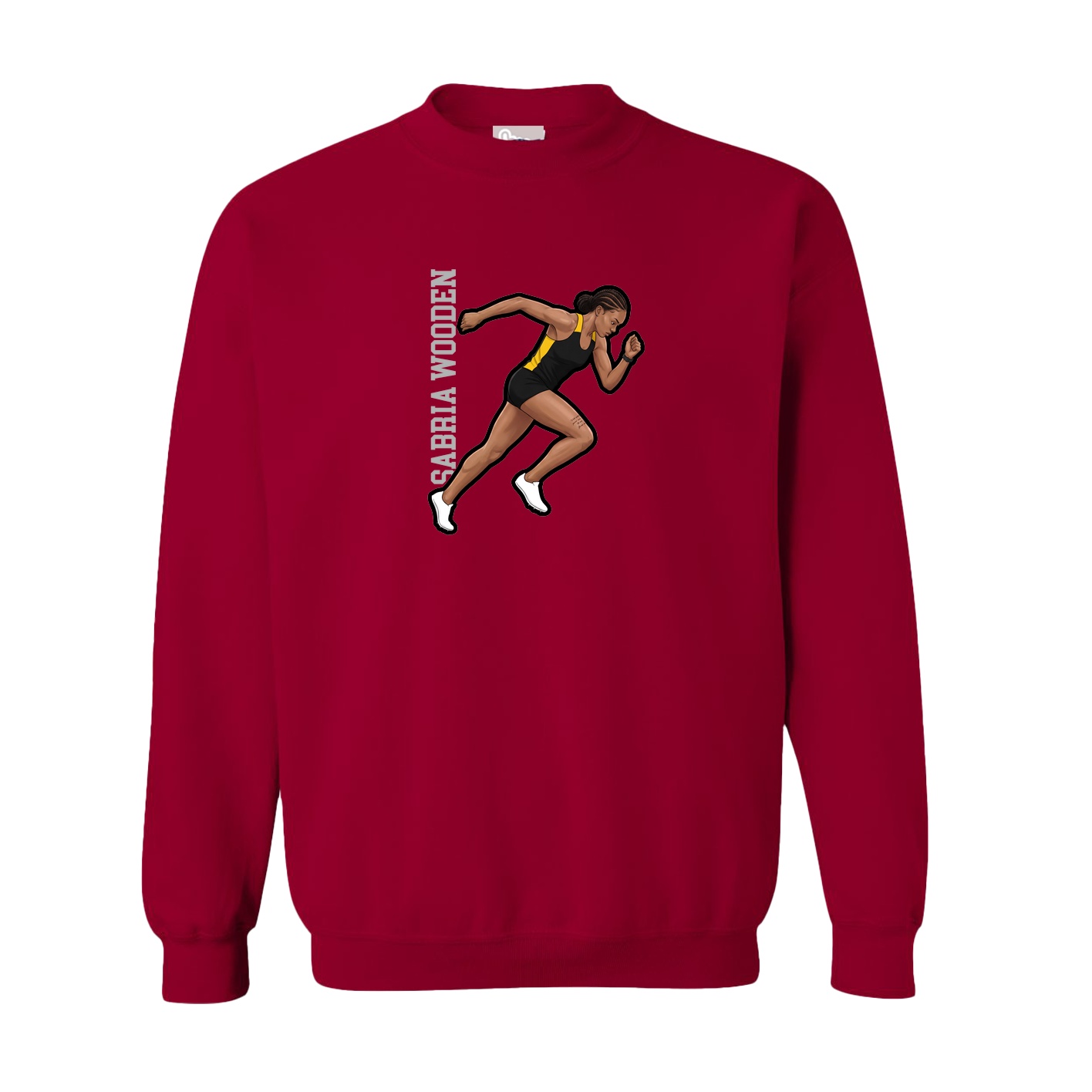 Fleece Crew — Name Vertical in Cardinal