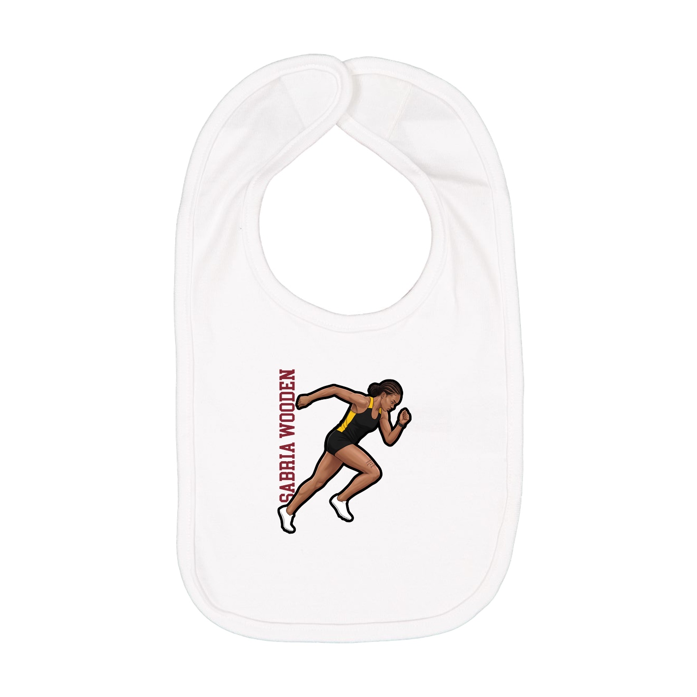Infant Bib — Name Vertical in White