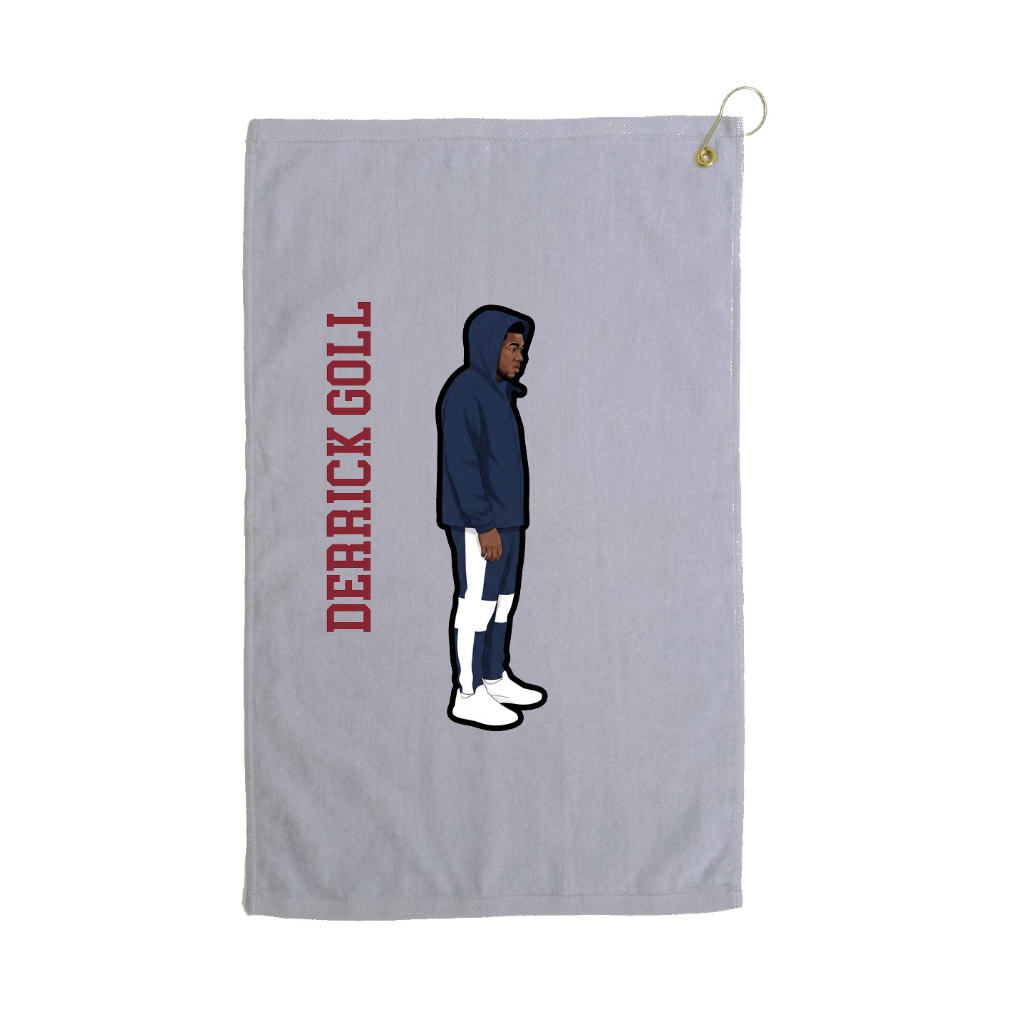 Golf Towel — Name Vertical in Grey