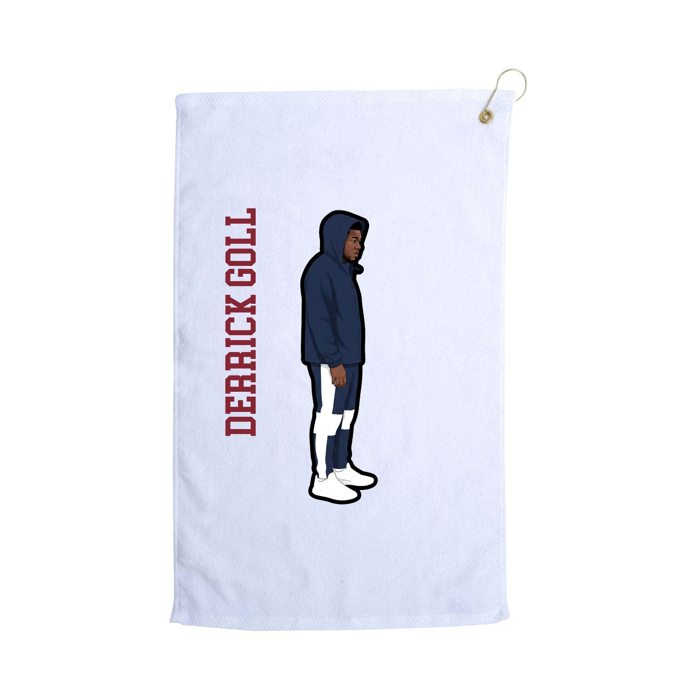 Golf Towel — Name Vertical in White