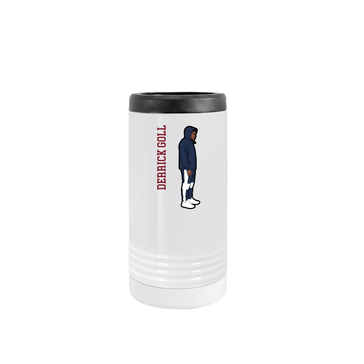 Slim Beverage Holder — Name Vertical in White