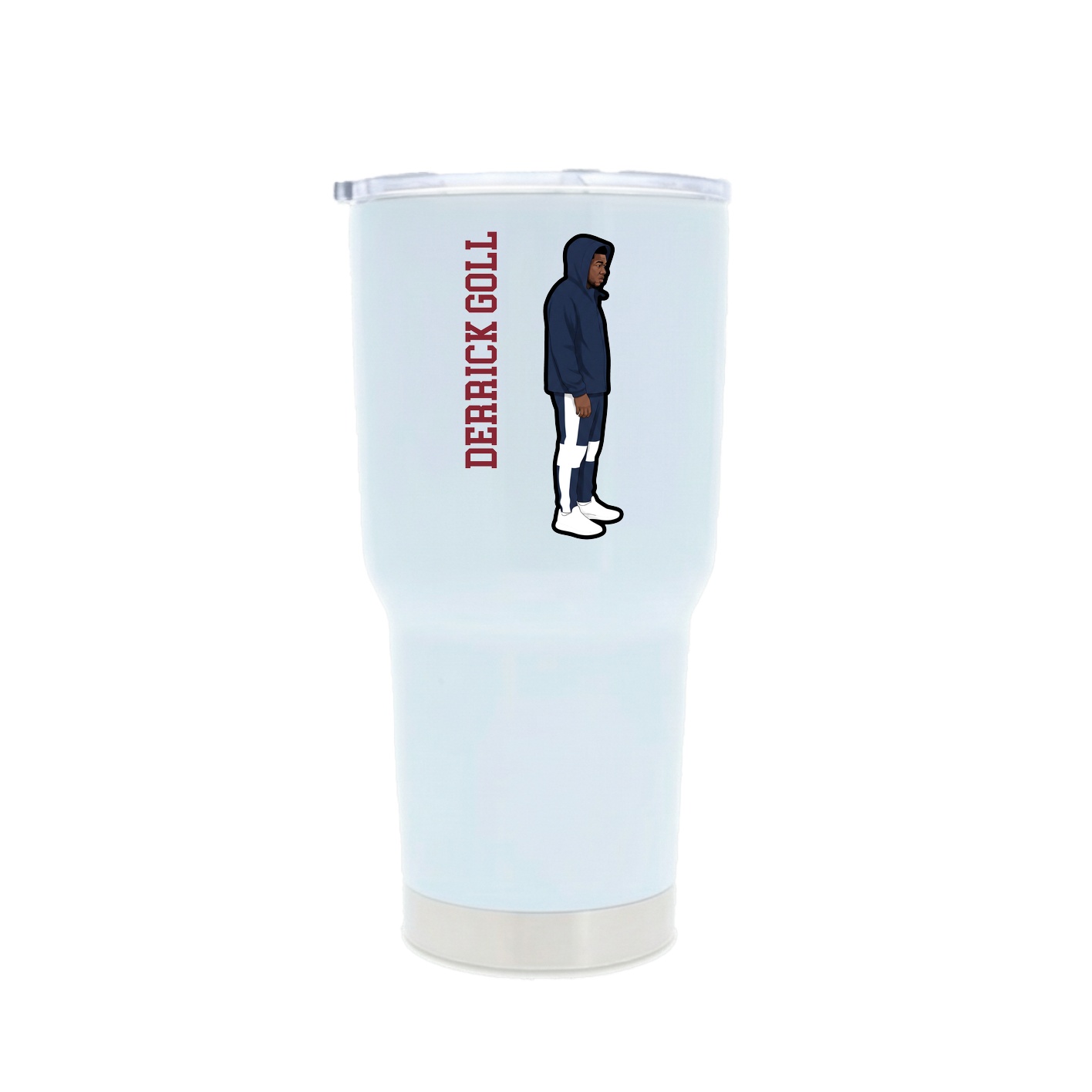 30oz Stainless Steel Tumbler — Name Vertical in White