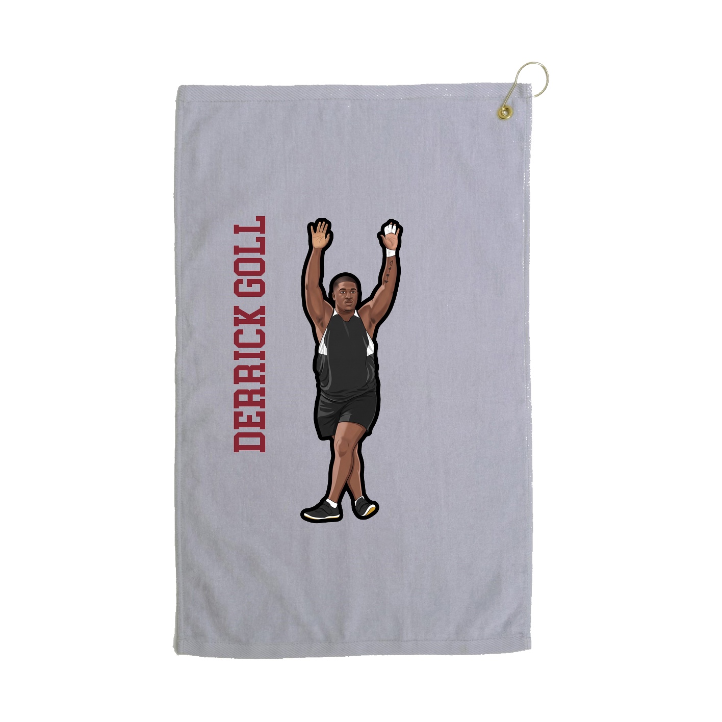 Golf Towel — Name Vertical in Grey