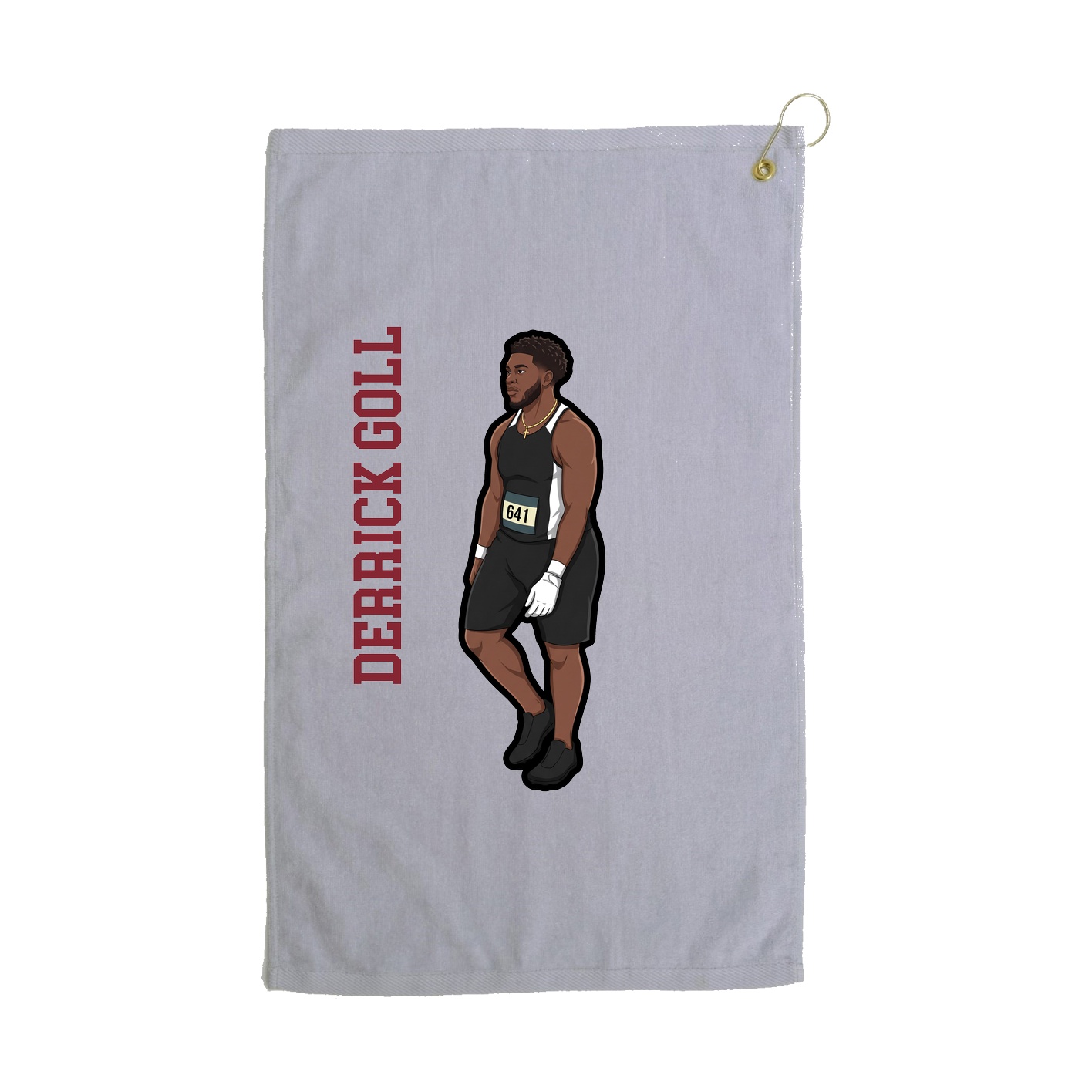Golf Towel — Name Vertical in Grey