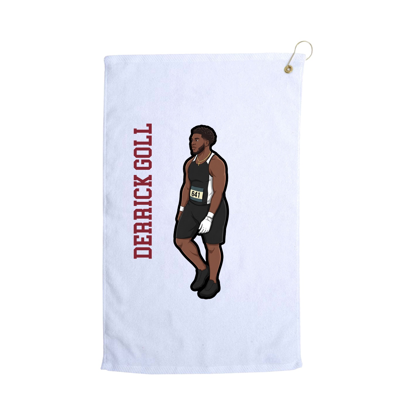 Golf Towel — Name Vertical in White