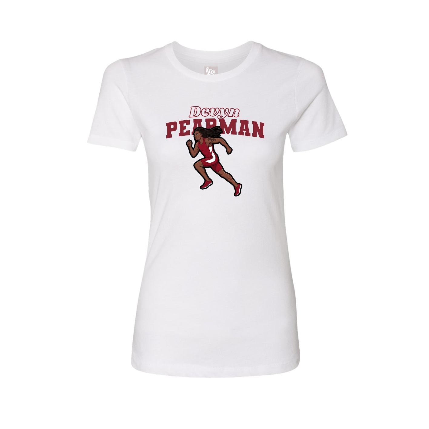 Fitted Women's Tee — Name Arch in White