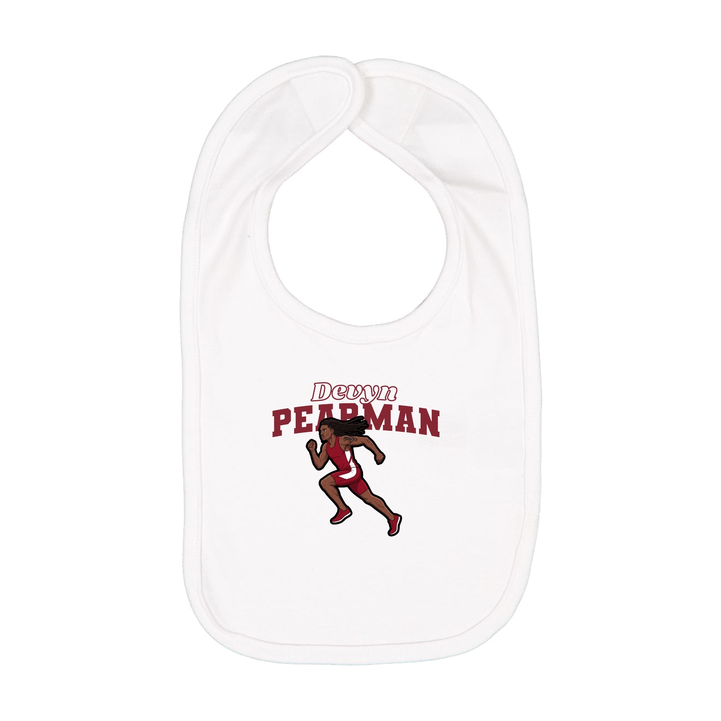 Infant Bib — Name Arch in White