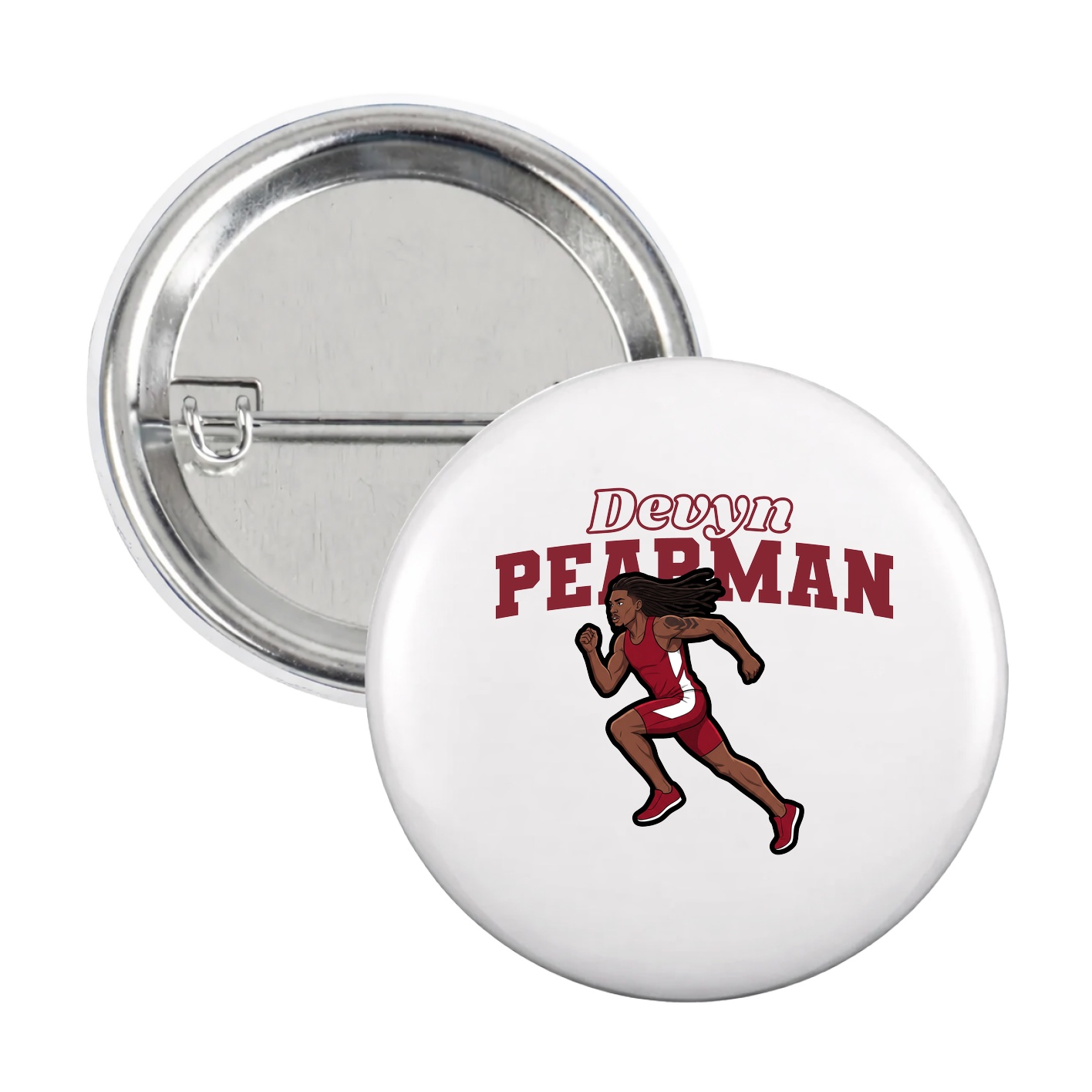 Game Day Button — Name Arch in White