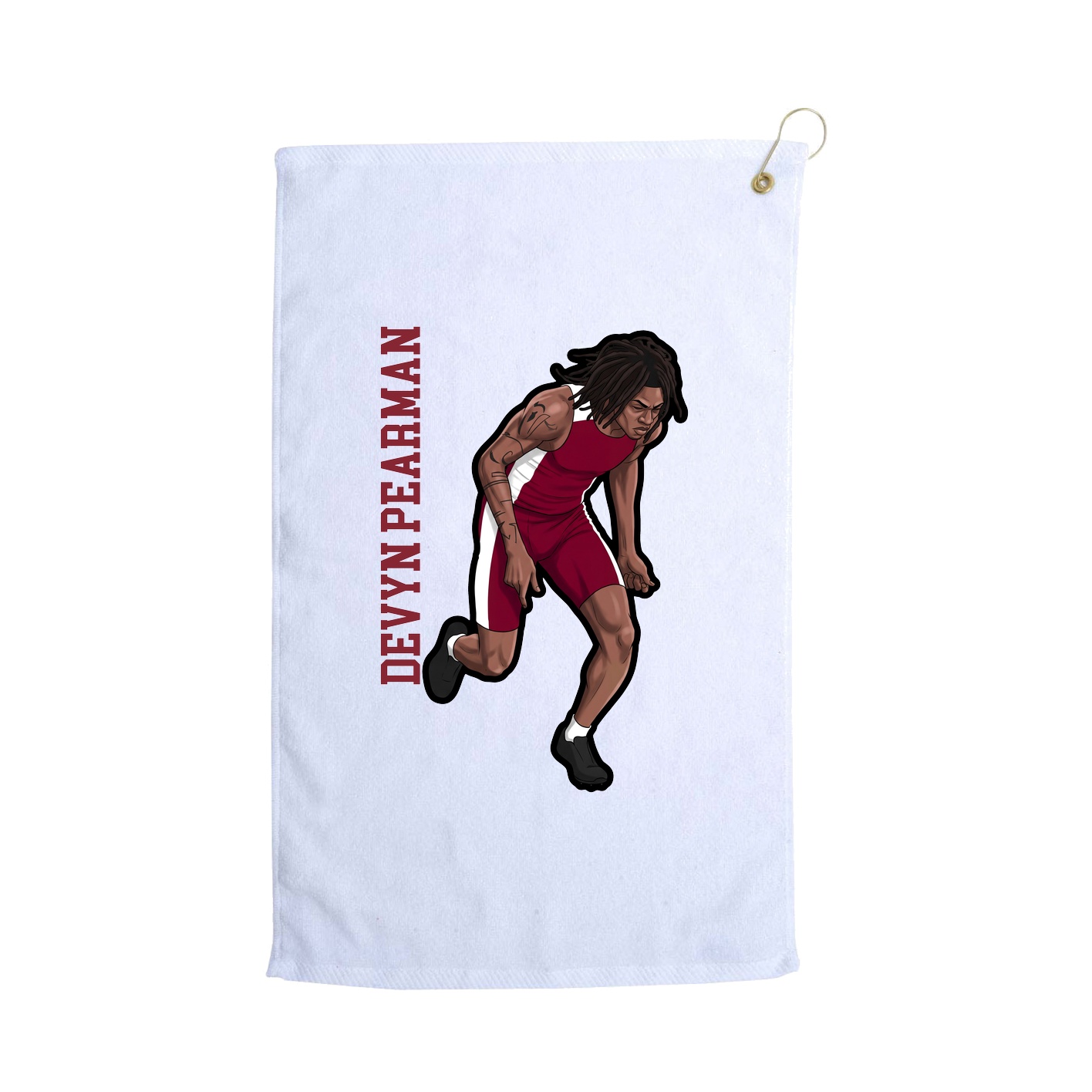 Golf Towel — Name Vertical in White