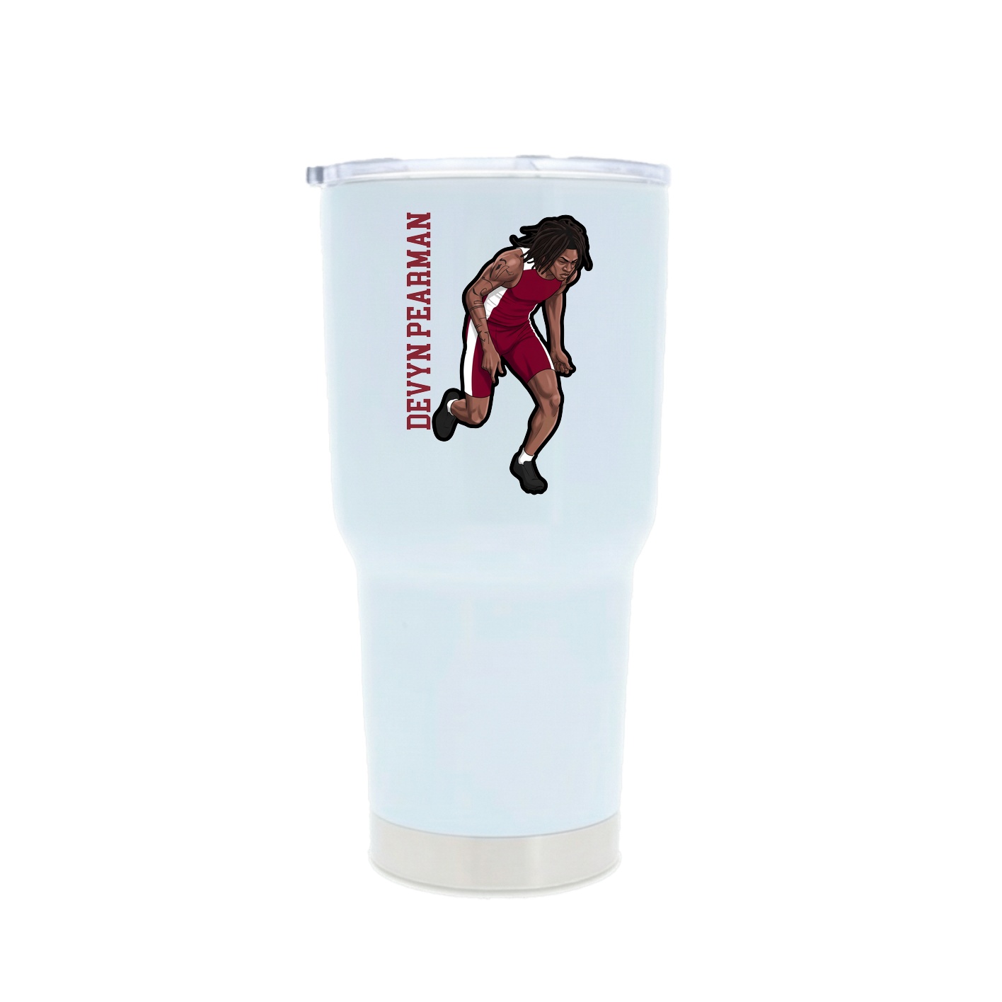 30oz Stainless Steel Tumbler — Name Vertical in White