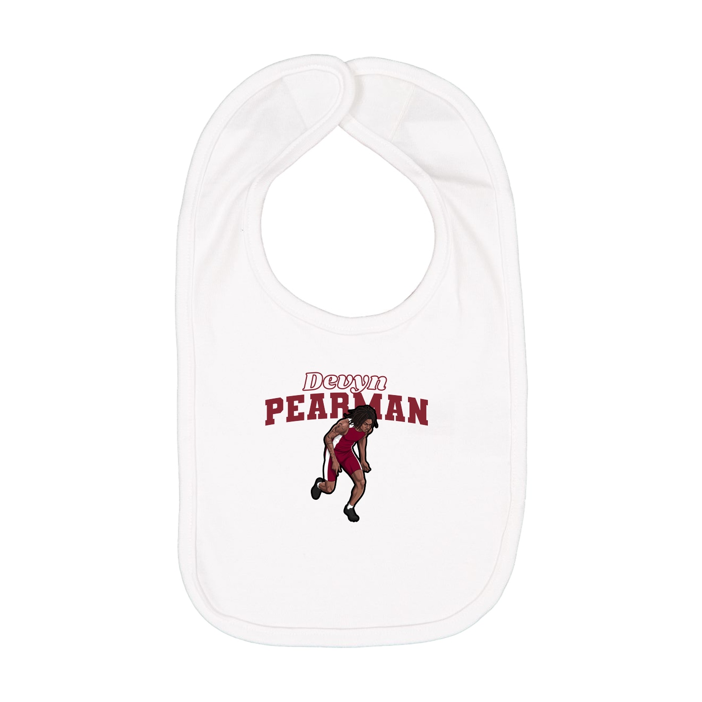 Infant Bib — Name Arch in White