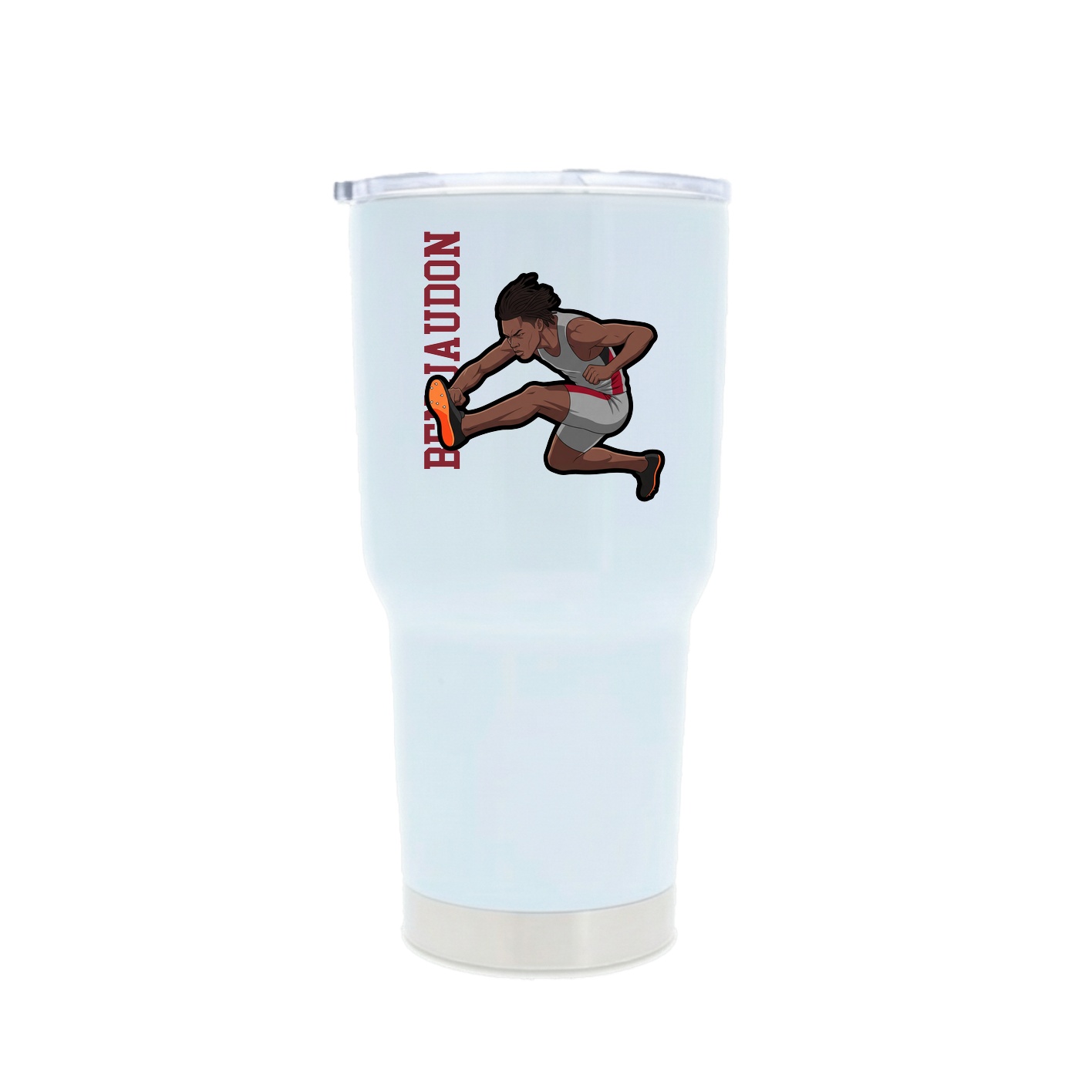 30oz Stainless Steel Tumbler — Name Vertical in White