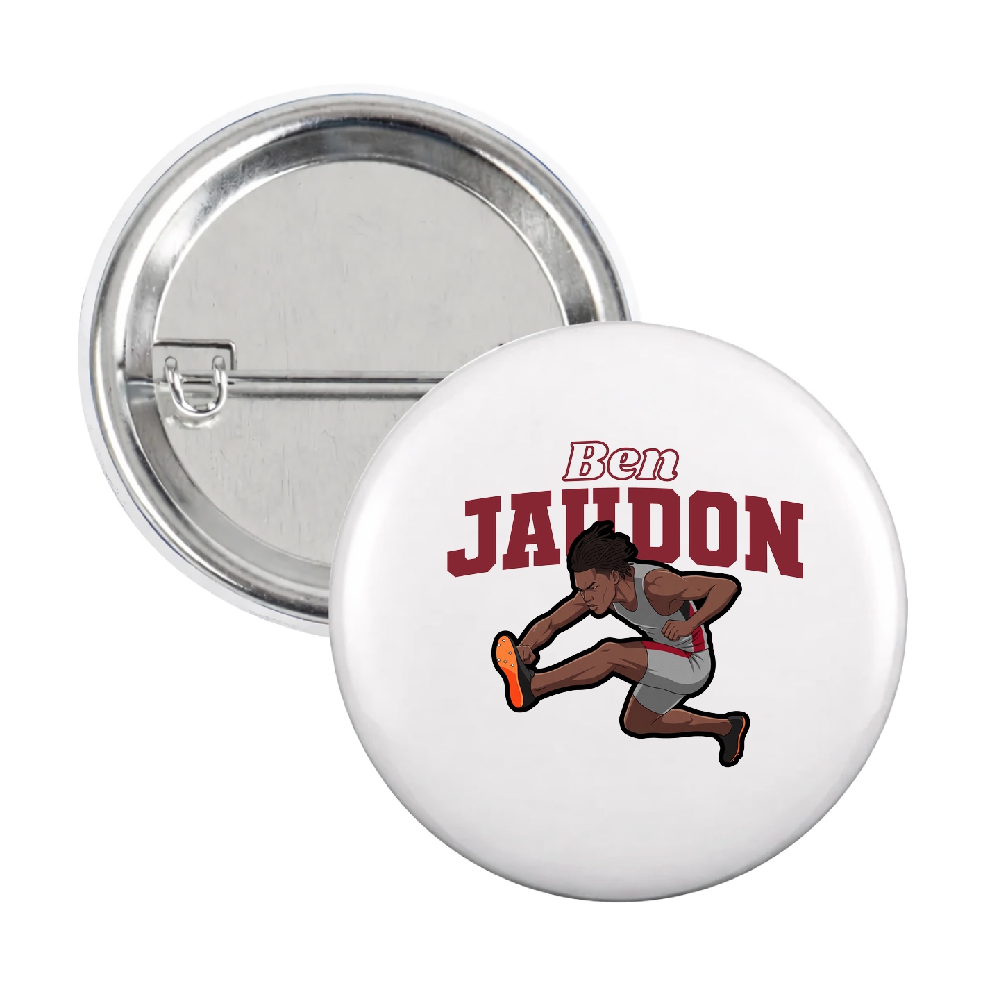 Game Day Button — Name Arch in White