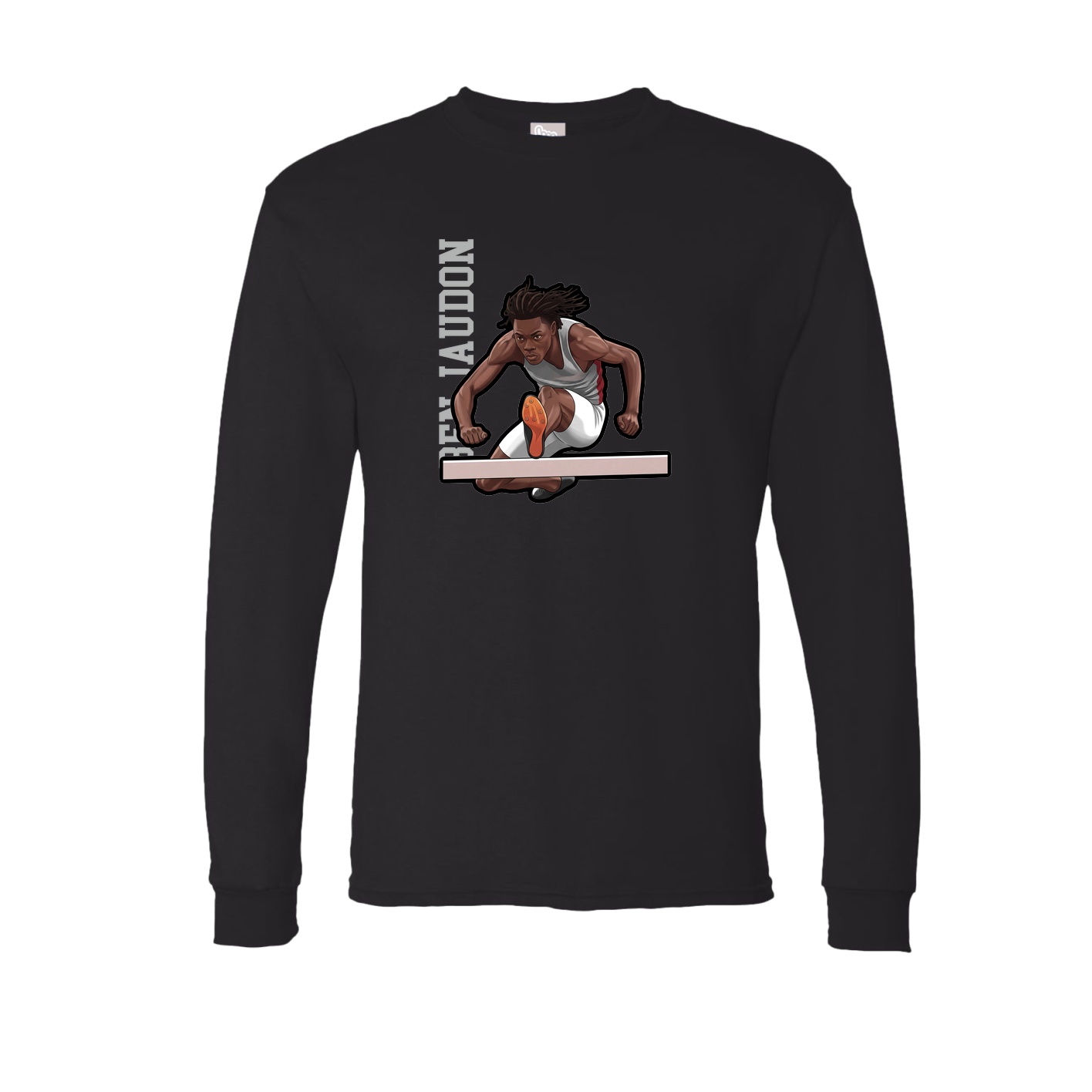 Long Sleeve Tee — Name Vertical in Black