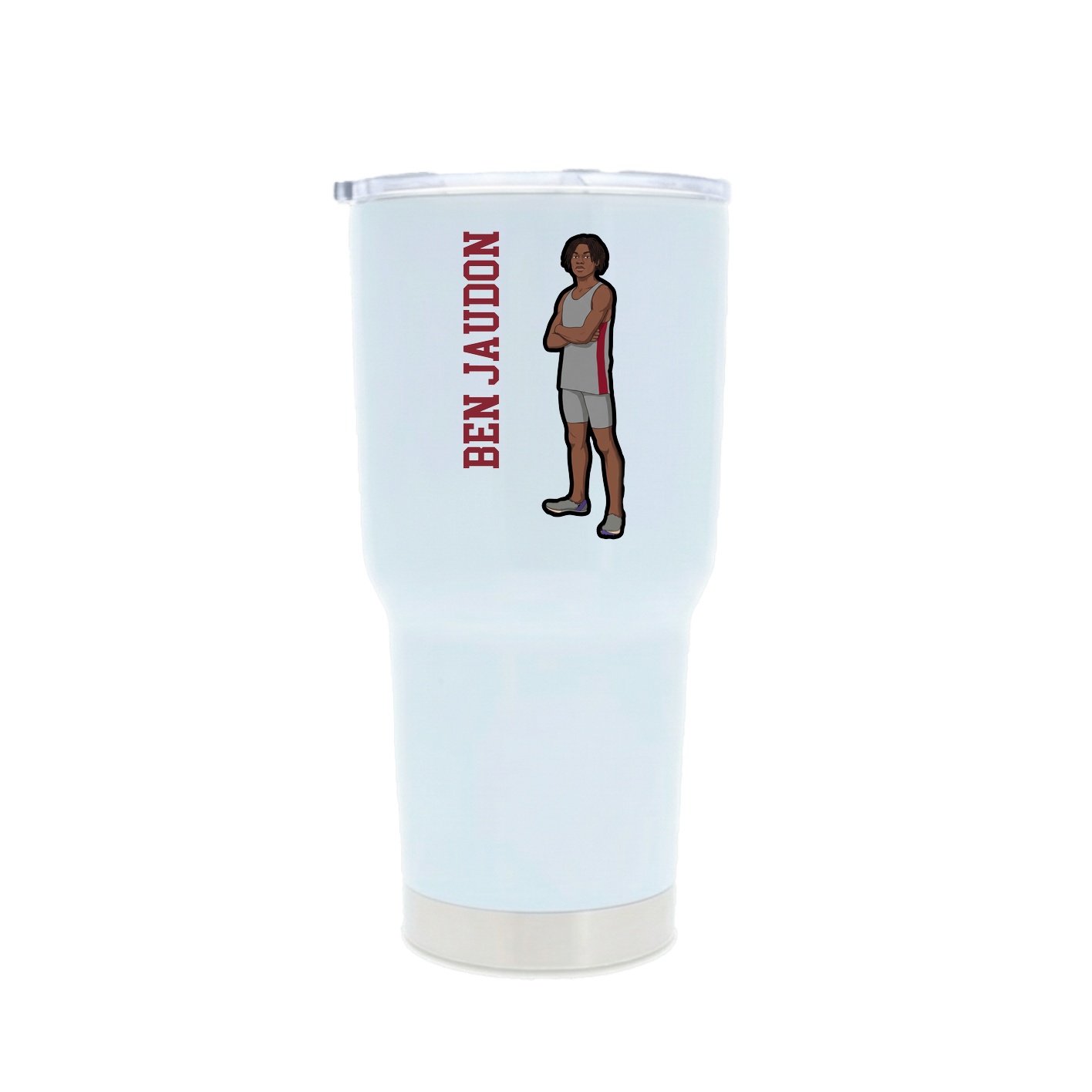 30oz Stainless Steel Tumbler — Name Vertical in White