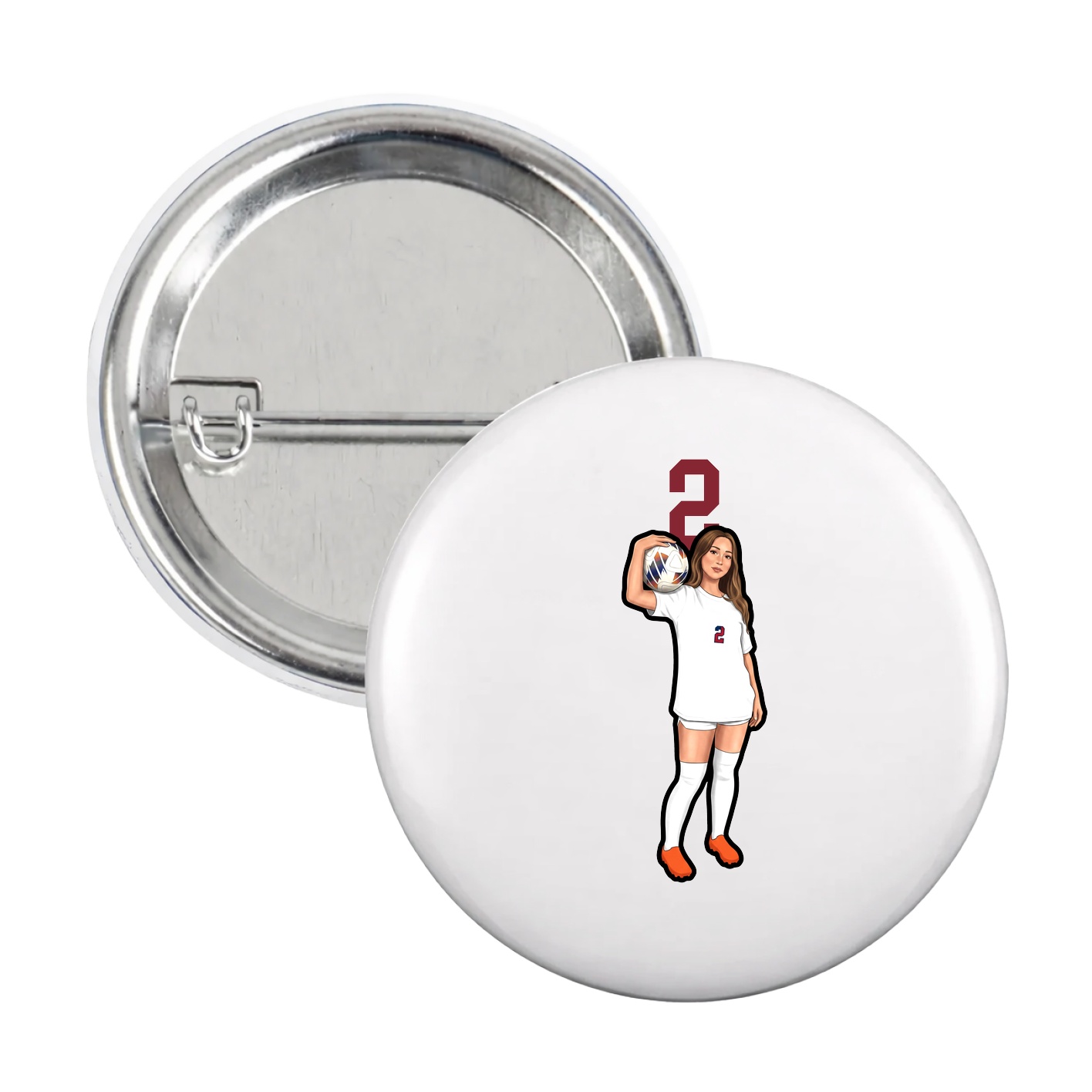 Game Day Button — Number Top in White