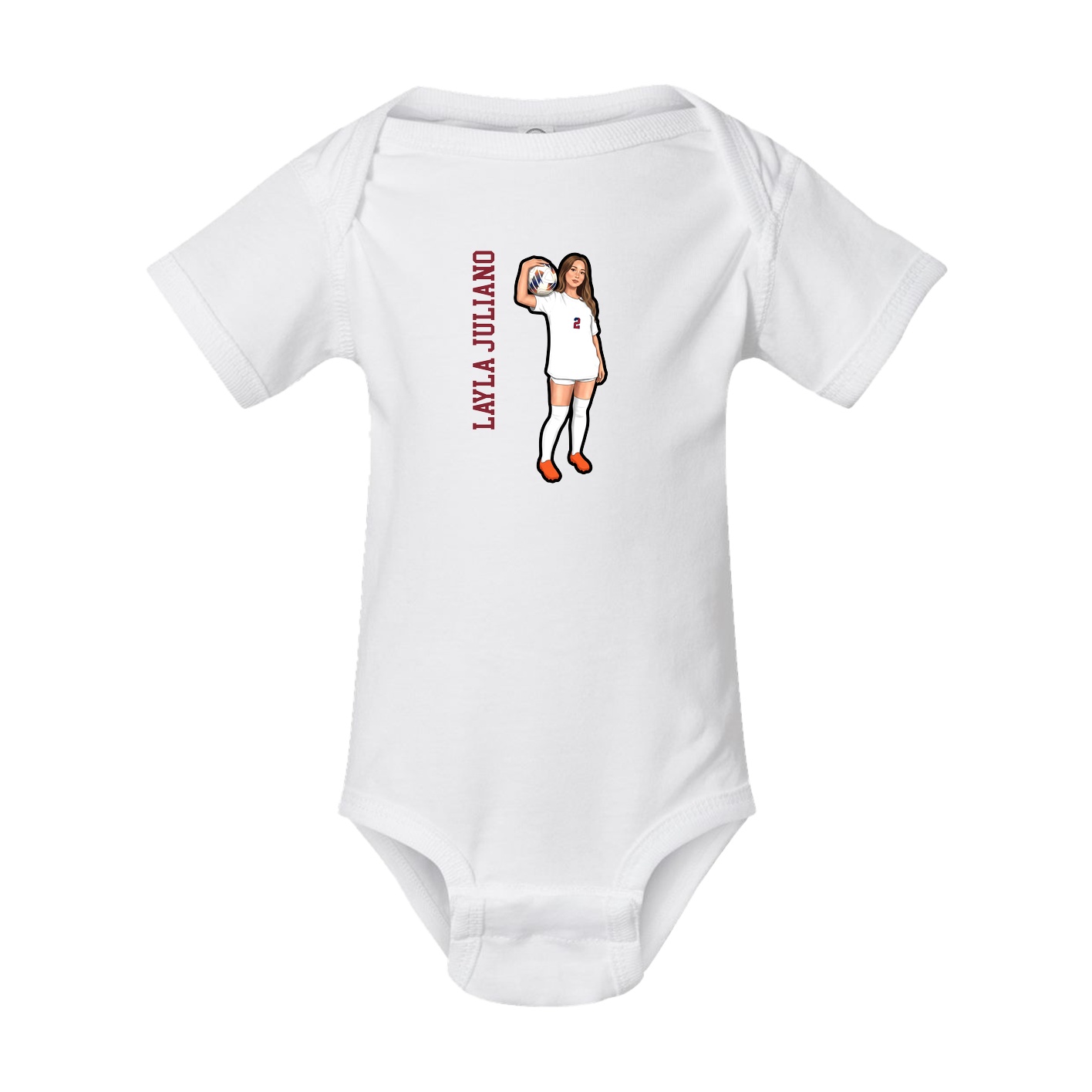 Baby Onesie — Name Vertical in White