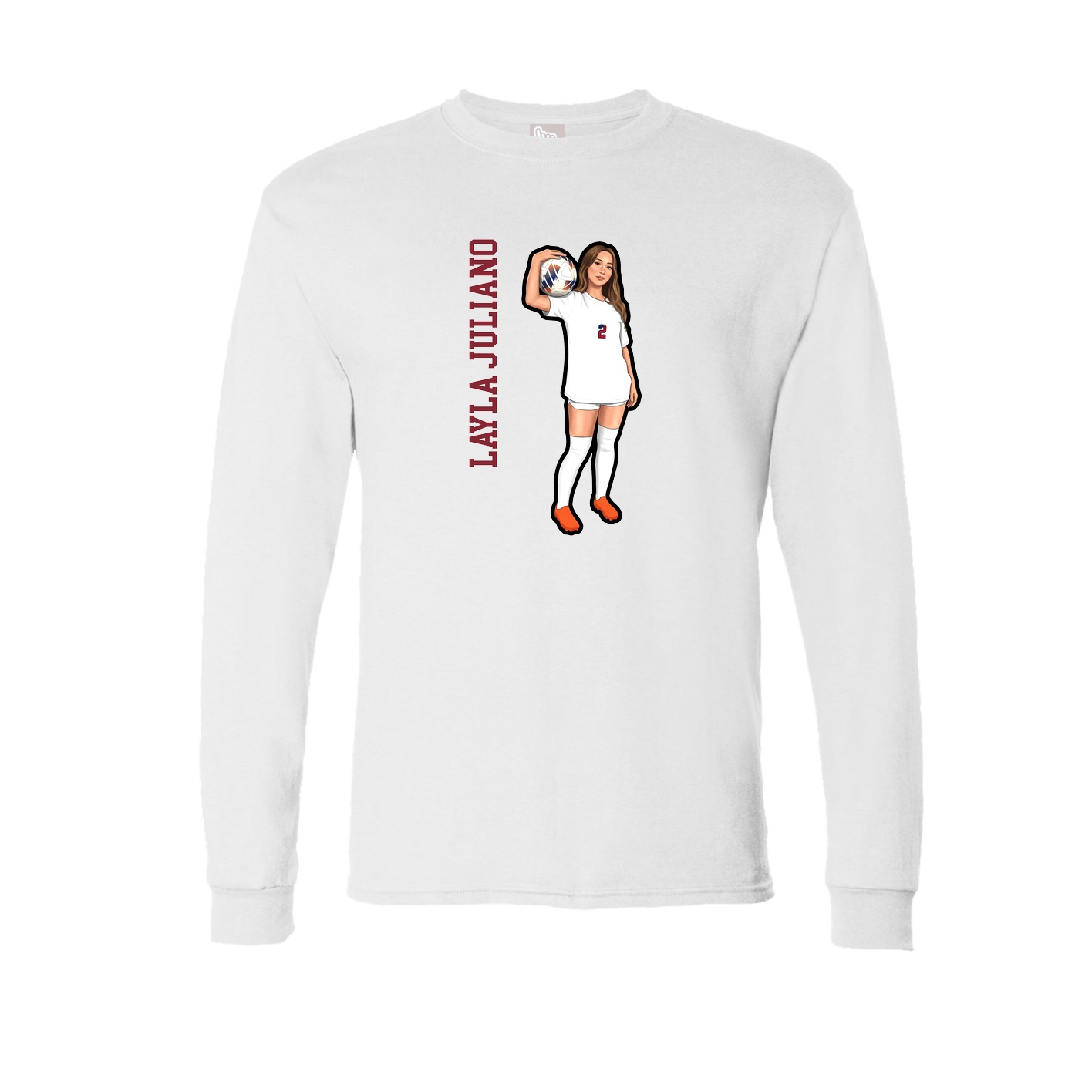 Long Sleeve Tee — Name Vertical in White