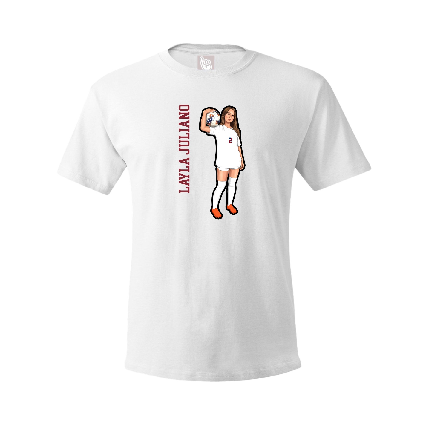 Youth Tee — Name Vertical in White