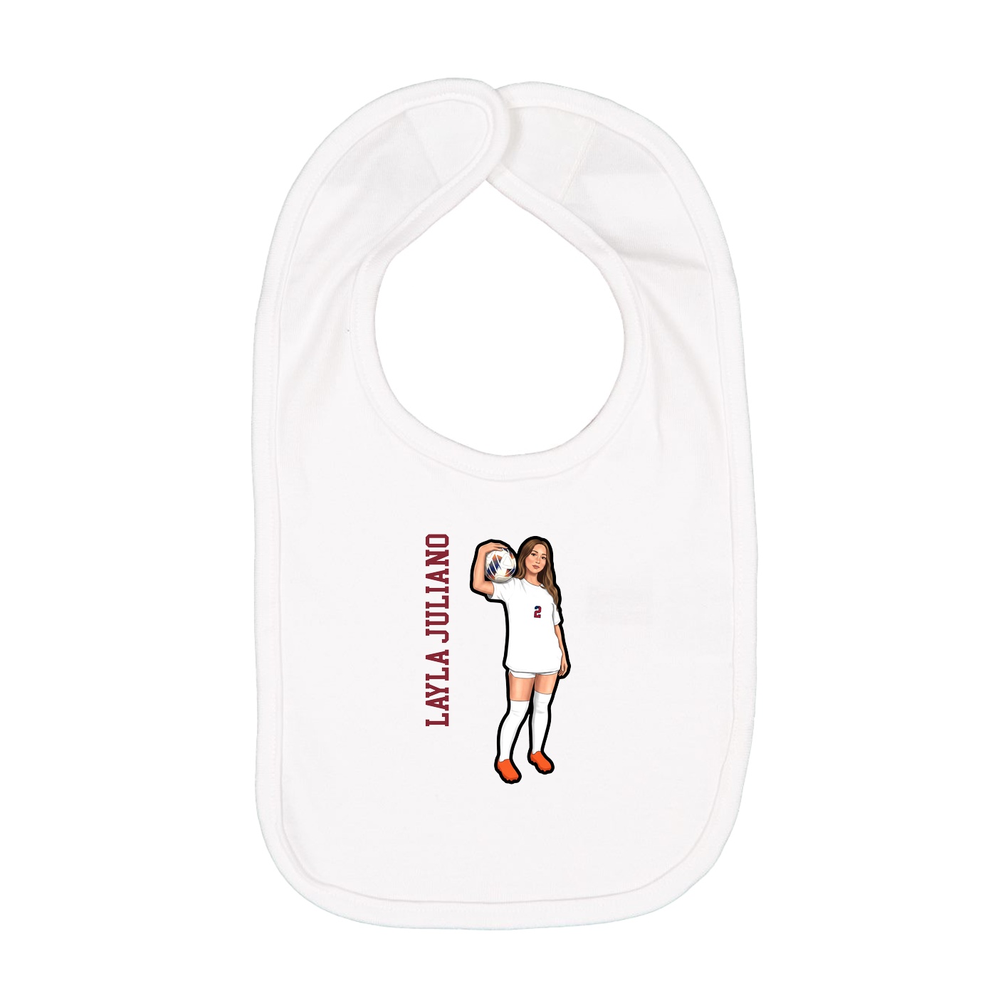 Infant Bib — Name Vertical in White