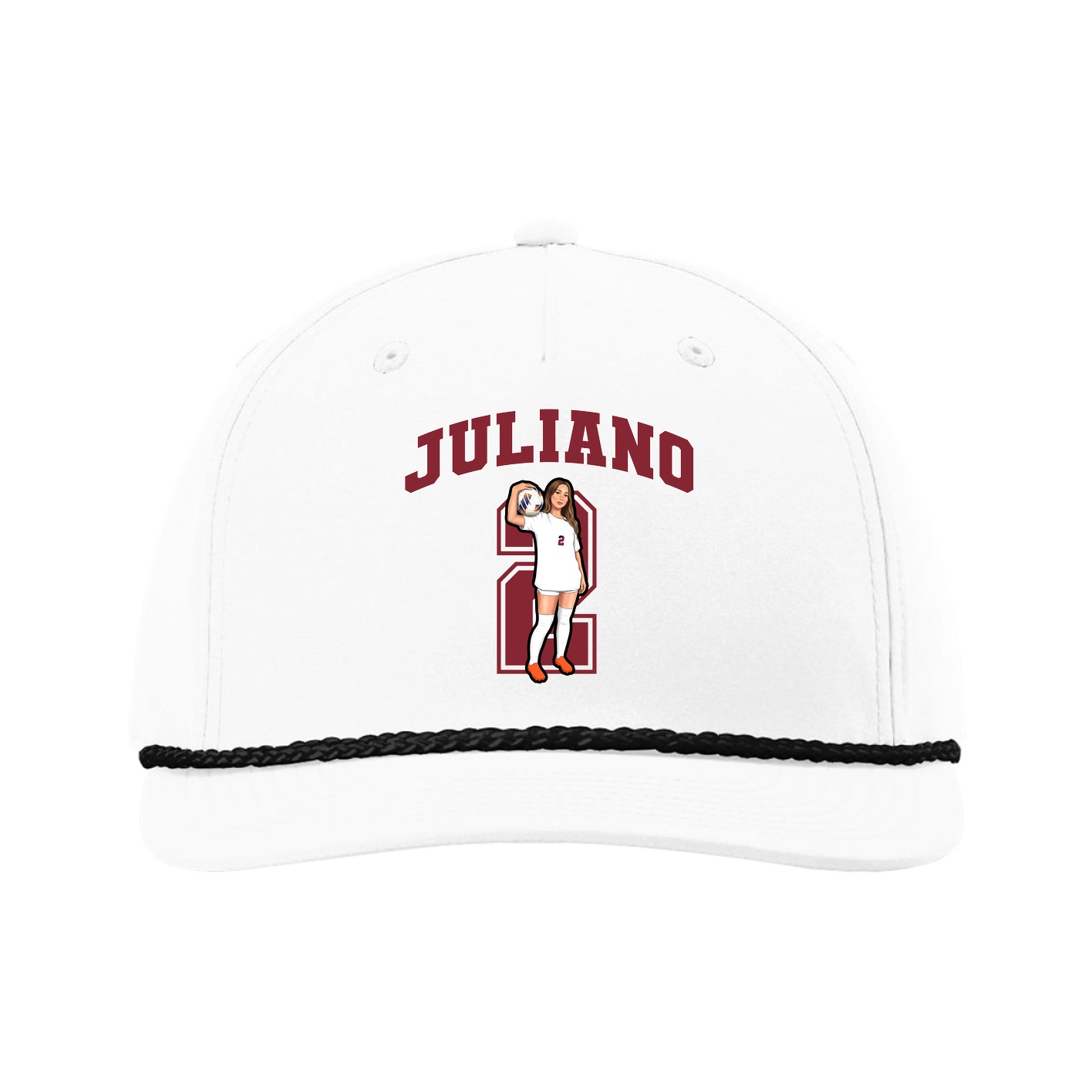 Five-Panel Classic Rope Cap — Number in White
